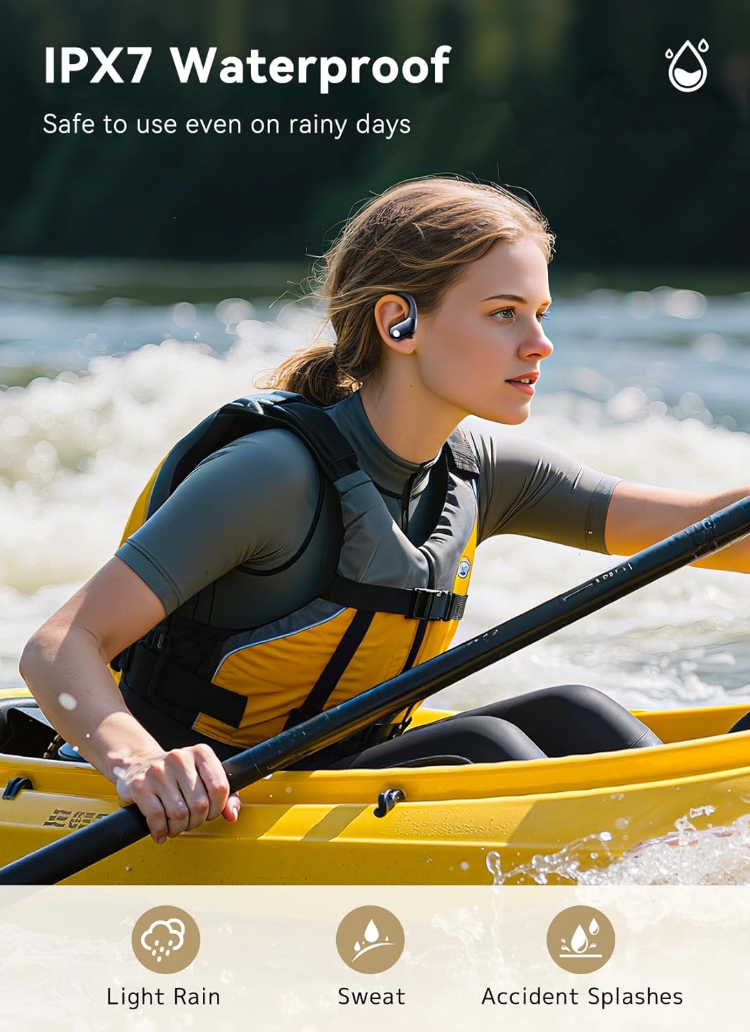 Wireless Earbuds, ENC Noise Cancelling Sport Ear Buds with Smart Charging Case, Bluetooth 5.4 Headphones, 5 EQ Over-Ear Earbuds for Sports/Workout/Gym-– Matte Black