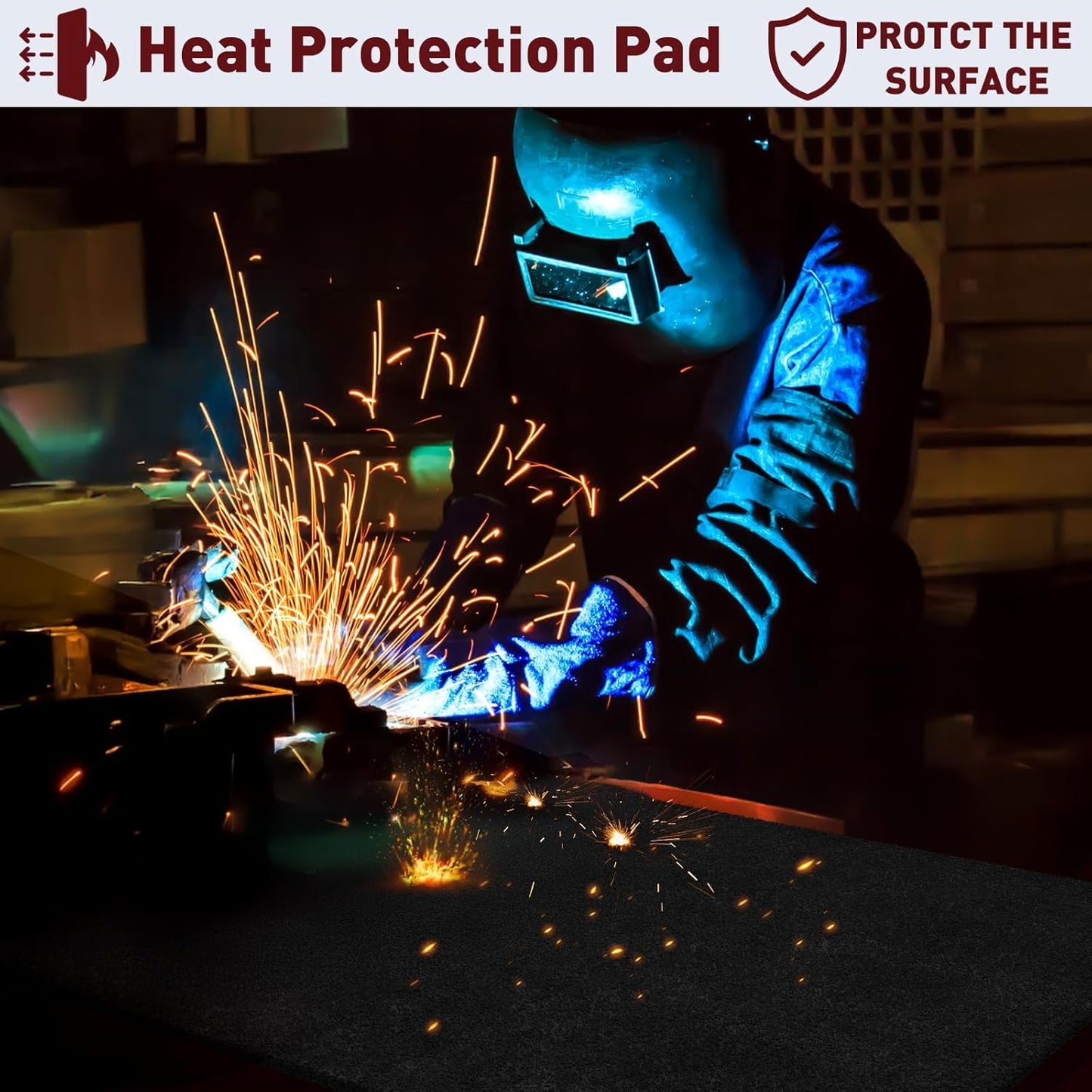 2 Pack 11x14 Inch Welding Blanket Fireproof Welding Pad, 5mm Thickened Fire Resistant Carbon Felt, Flame Retardant Fabric, Heat Shield Resistant Mat for Soldering, Firepit, Grill, Welding Supplies