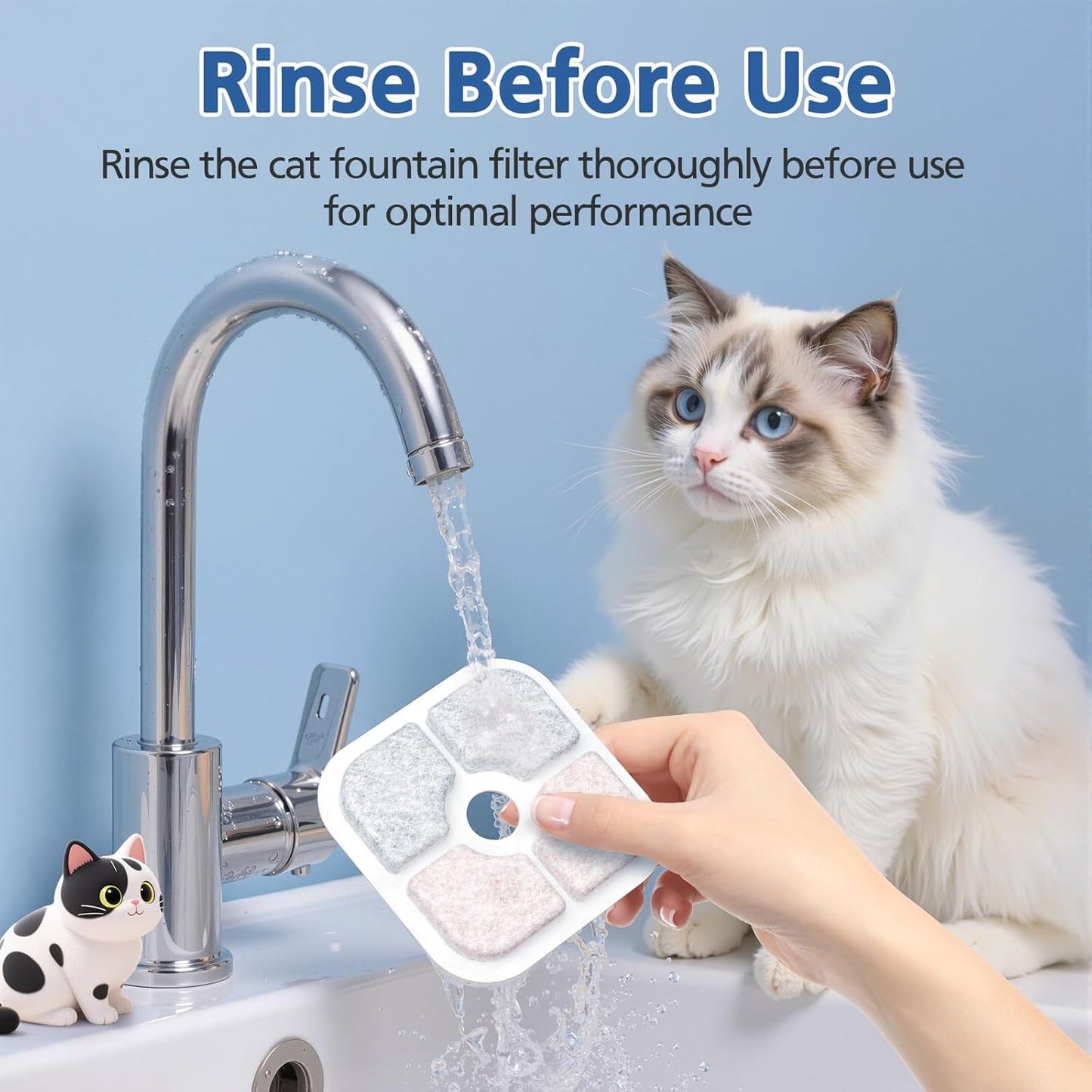 25 Pack Cat Fountain Filter Compatible With Catit PIXI Drinking Fountain, Replacement Triple Action Water Filter with Ion-exchange Resin & Activated Carbon, White