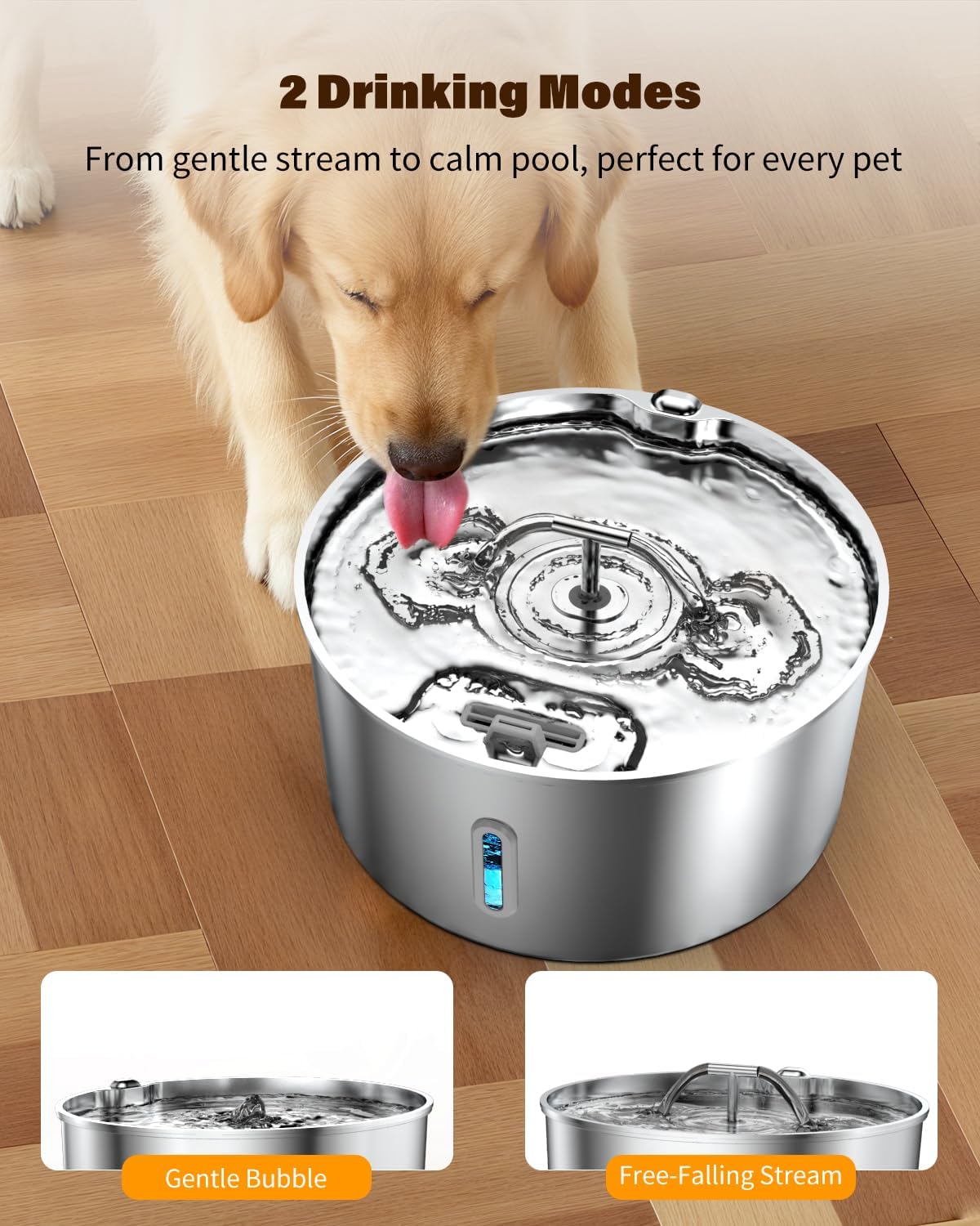Dog Water Fountain for Large Dogs, 7L/236oz Stainless Steel Dog Fountain Water Bowl Dispenser, Automatic Cat Water Fountain with Ultra Quiet Pump, Large Drinking Area
