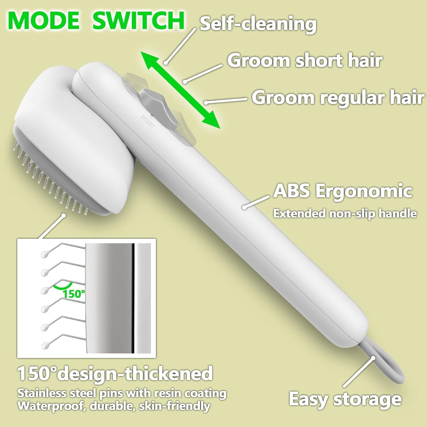 Cat Dog Self Cleaning Slicker Grooming Brush Pet Hair Removal Tool Reusable Lint Remover Carpet Scraper for Clothes Couch Pet Bed Furniture Bedding Sofa Car