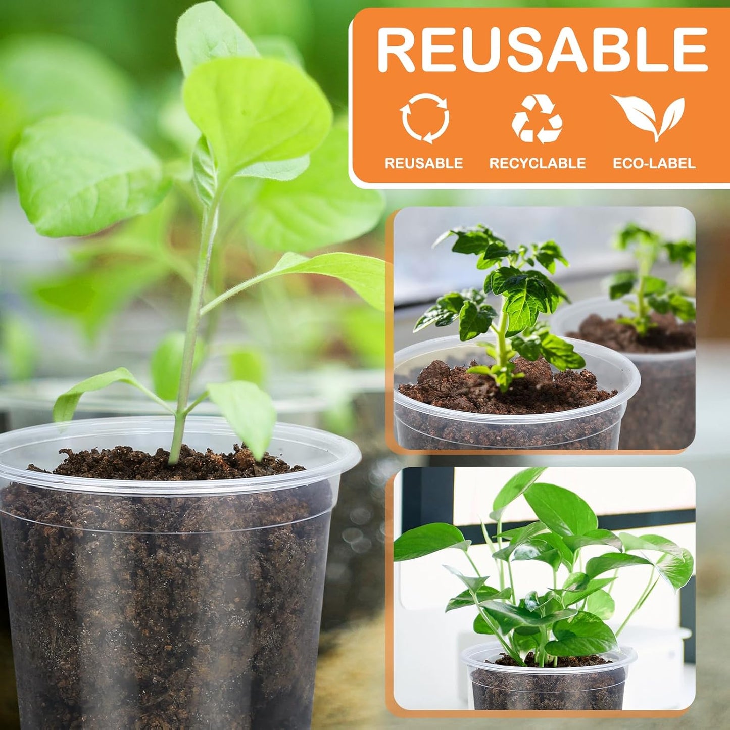 45 Pack 7/6/5/4/3 Inch Clear Nursery Pots for Plants, Clear Plastic Plant Pots with Drainage Holes, Transparent Variety Pack Flexible Garden Pot for Outdoor Indoor, Seed Starting Pots