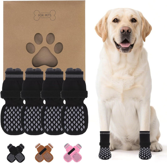 KOOLTAIL Anti Slip Dog Socks Booties to Prevent Licking Paws Scratching, Pet Boots&Paw Protector for Hardwood Floors, Dog Shoes for Winter, Traction Control Grip Socks for Small Medium Large Dogs M