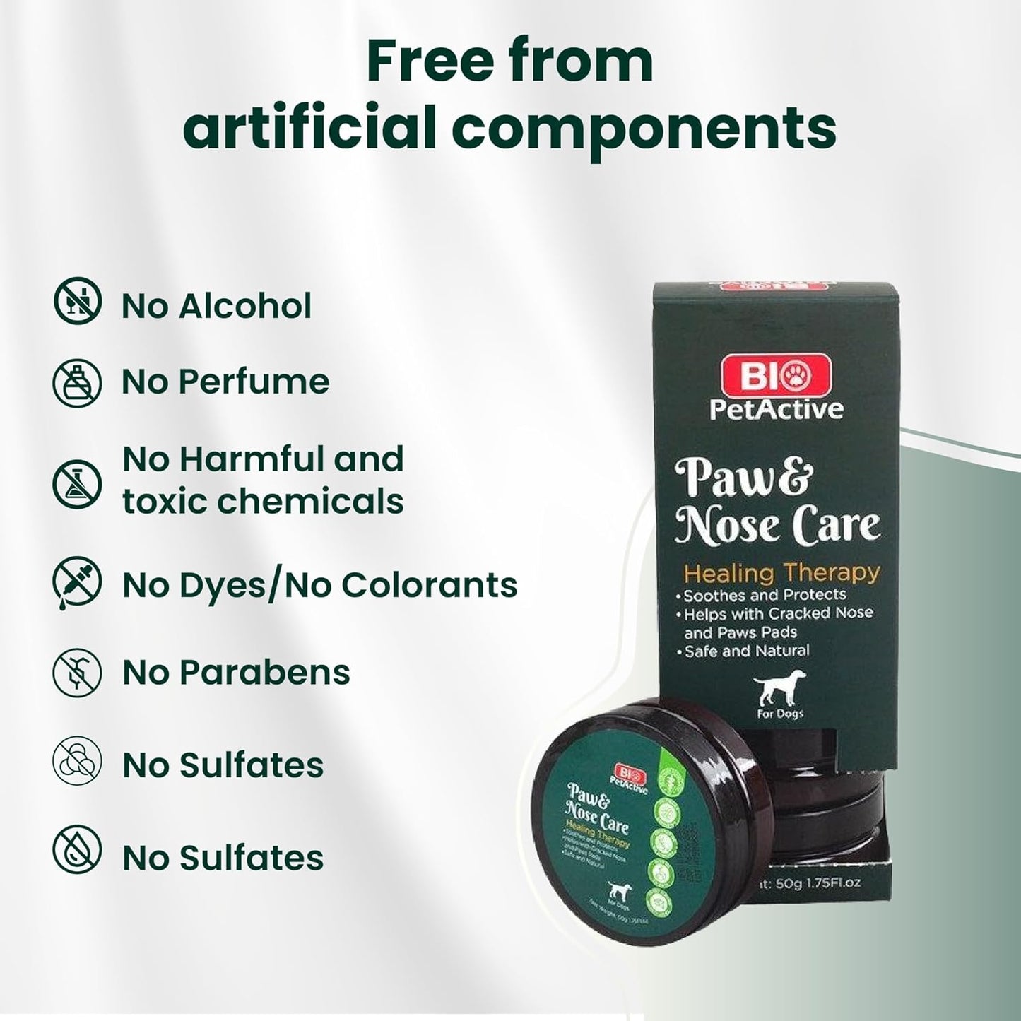 Bio PetActive Paw & Nose Balm for Dogs - 100% Natural Lick-Safe Moisturizing Balm with Vitamin E-Rich Olive Oil, Calendula & Beeswax - Helps Protect, Heal & Soothe Dry Cracked Paws & Nose - 1.75 oz