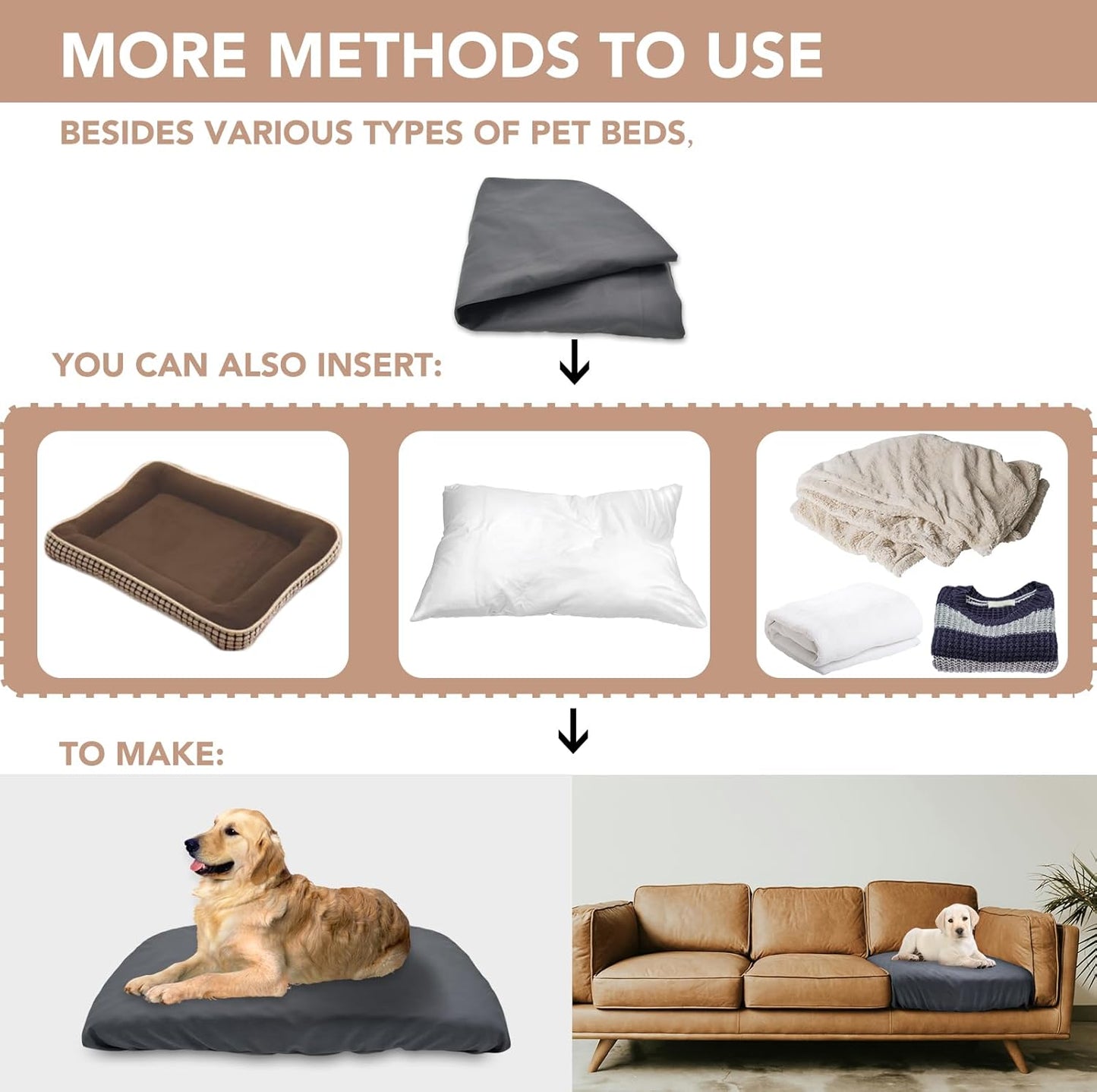 Dog Bed Cover Waterproof Replacement Machine Washable Covers for 24x18 Inch Dog Bed Heavy Duty Scratch Resistant Mattress Protector Pet Bed Cover Only Grey