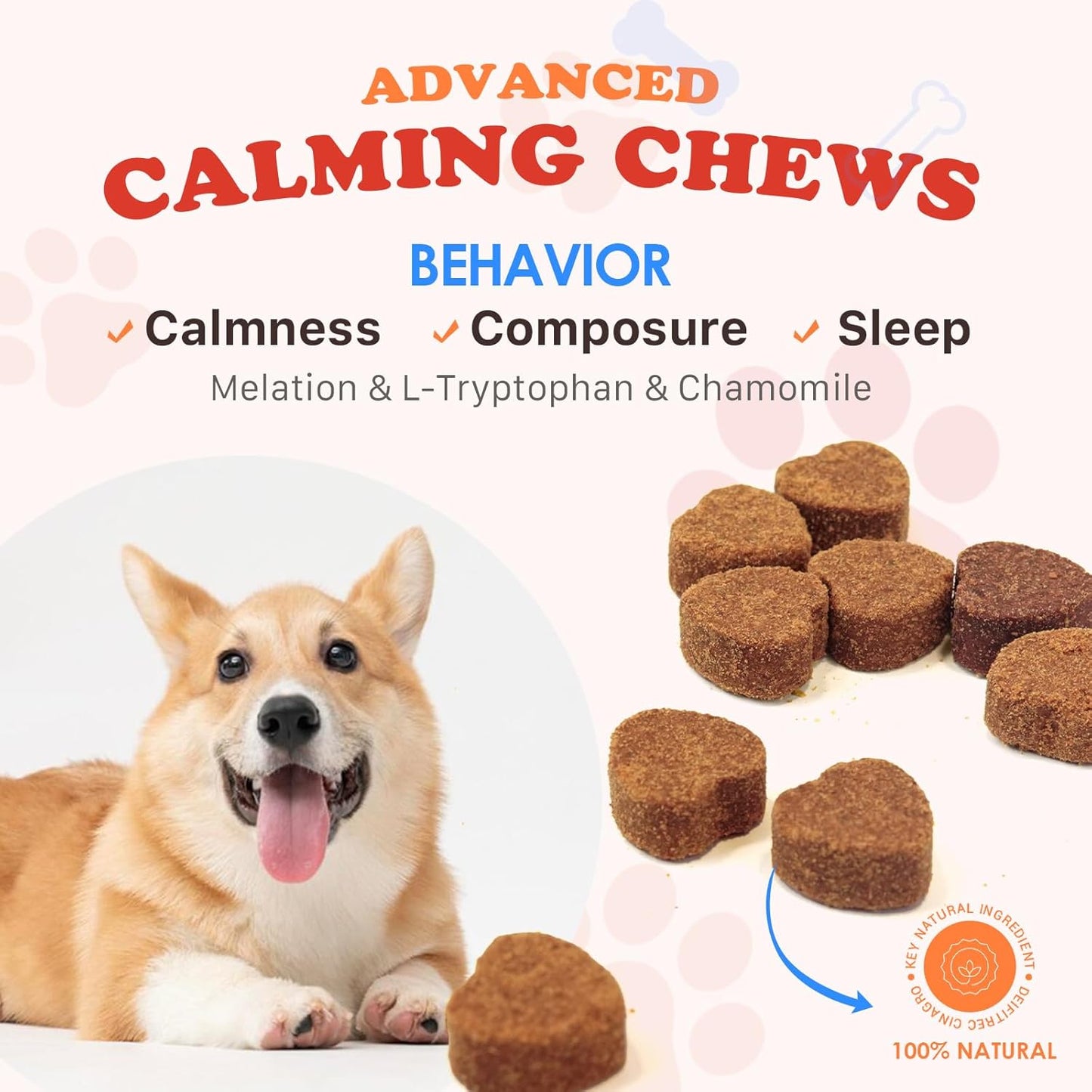 Calming Chews for Dogs with Hemp & Melatonin -All-in-ne Anxiety& Stres helief for Fireworks,Thuderstorms,Travel,Grooming,Separation,and Loud Noise Promotes Relaxation & Sleep -120ct