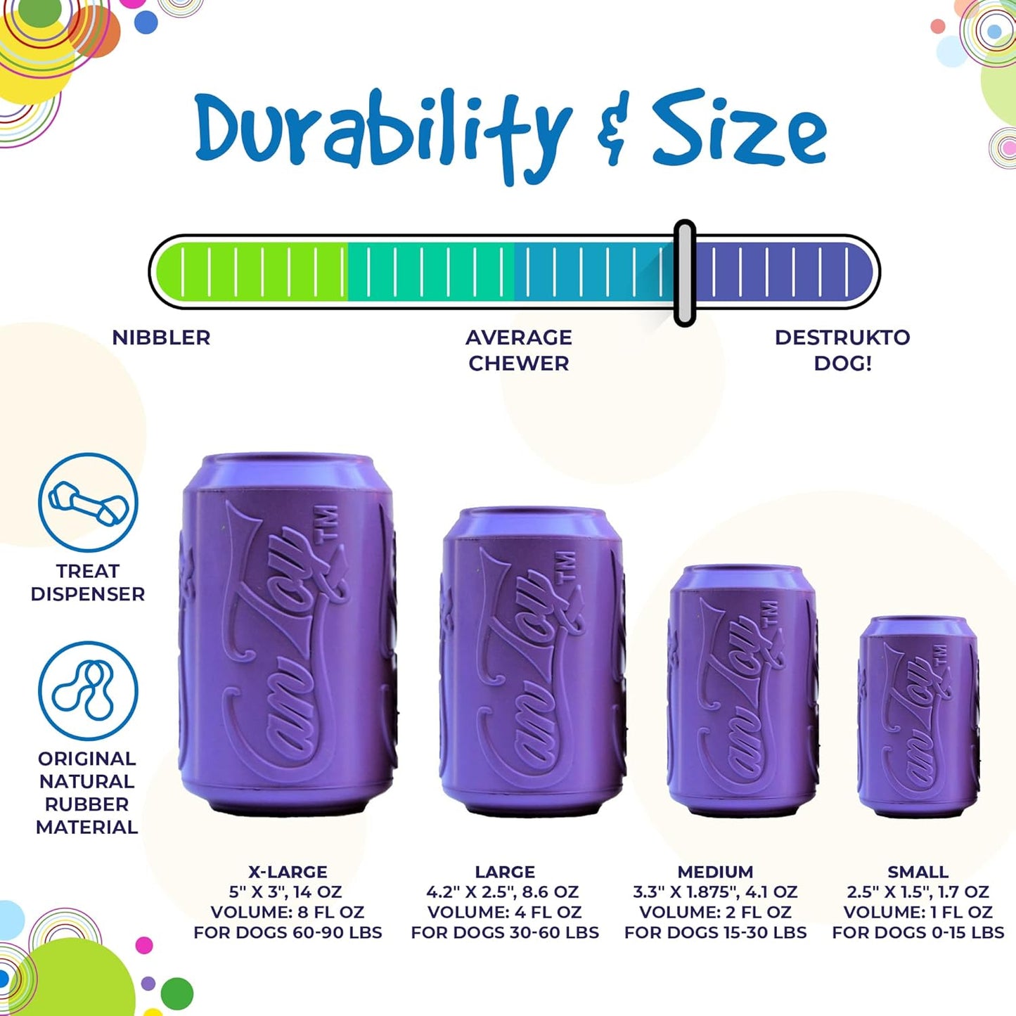 Soda Pup Dog Chew Toy and Treat Dispenser - Enrichment Dog Toys - Treat Dispensing Dog Toys - Dog Puzzle Toys - Dog Treat Toy - Grape Crush - Medium