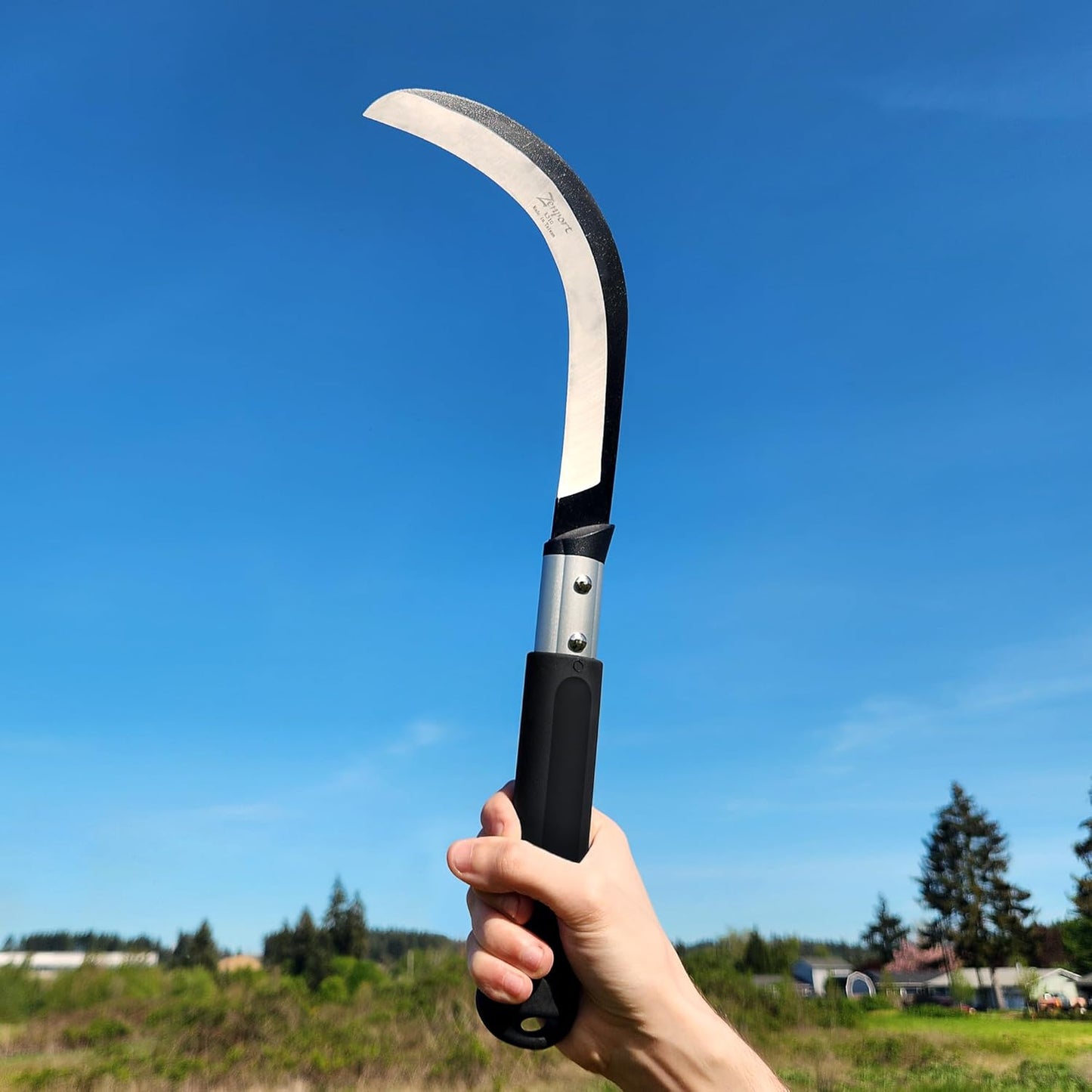 Zenport K310 Brush Clearing Sickle with 9-Inch Carbon Steel Blade and 9-Inch Aluminum Handle - Gardening/Landscaping Hand Sickle with Grip