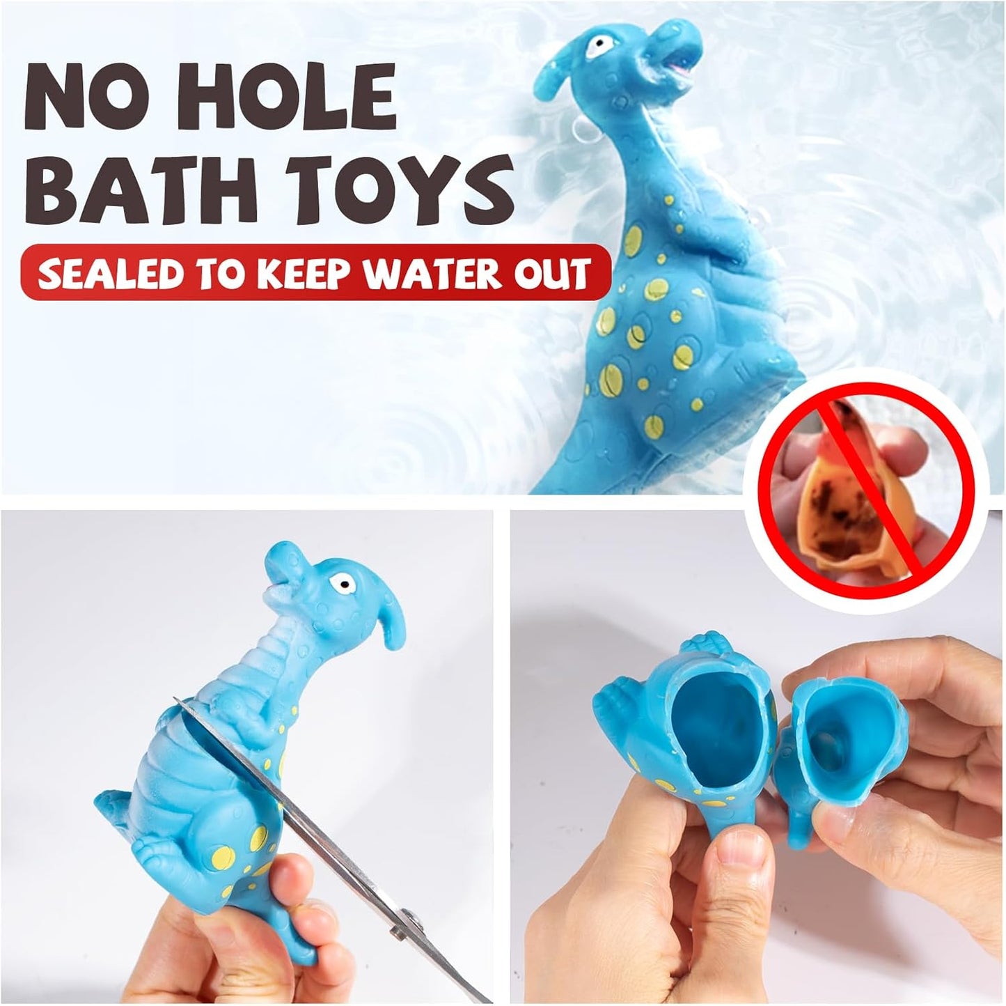 Hely Cancy Dinosaur Bath Toys for Toddler, No Hole Baby Bathtub Shower Water Pool Toys