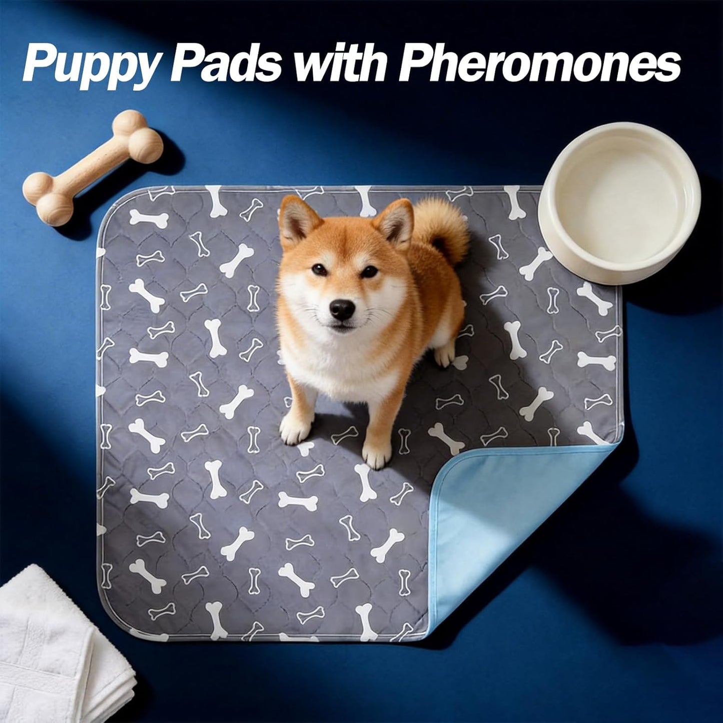 Puppy Pads with Pheromones Washable Pee Pads for Dogs Reusable Puppy Pad for Dogs and Cats (Grey 17.7*23.6in) Non-Slip Training Pad Pet-Friendly for Crates Apartments Sofa Bed Car Puppy Supplies