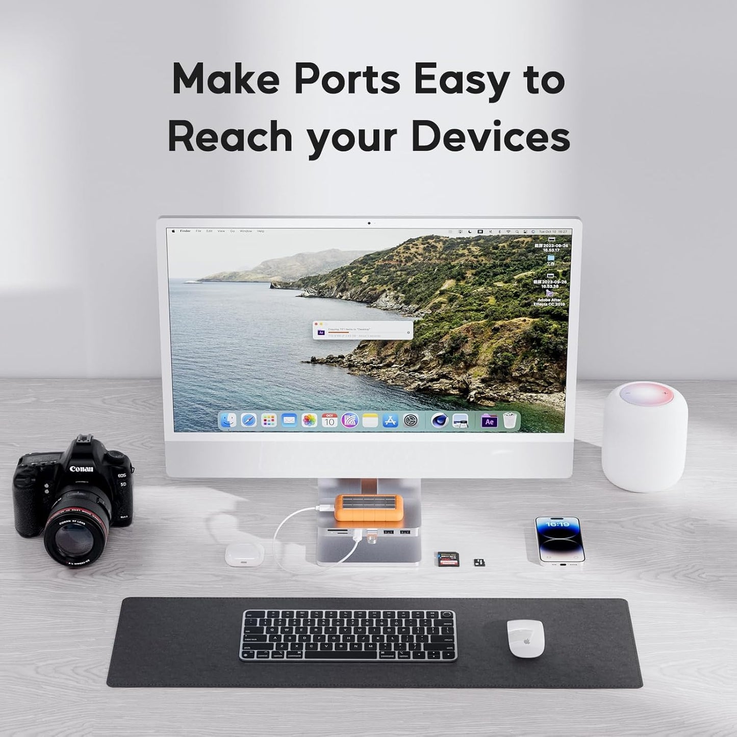 iMac Accessories for i-Mac 2021/2023/2024, PULWTOP USB C Hub for iMac with USB A/C 10Gbps, Hub for M1/M3/M4, 2 USBA 2.0, SD/TF Card Reader for iMac24 inch & Studio Display 2 Sliver