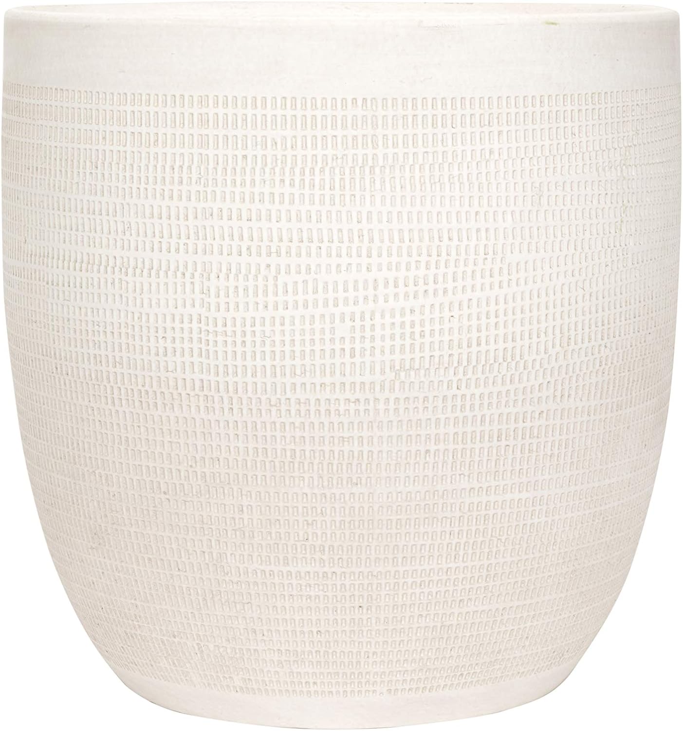 Creative Co-Op Large Matte White Embossed Stoneware Planter