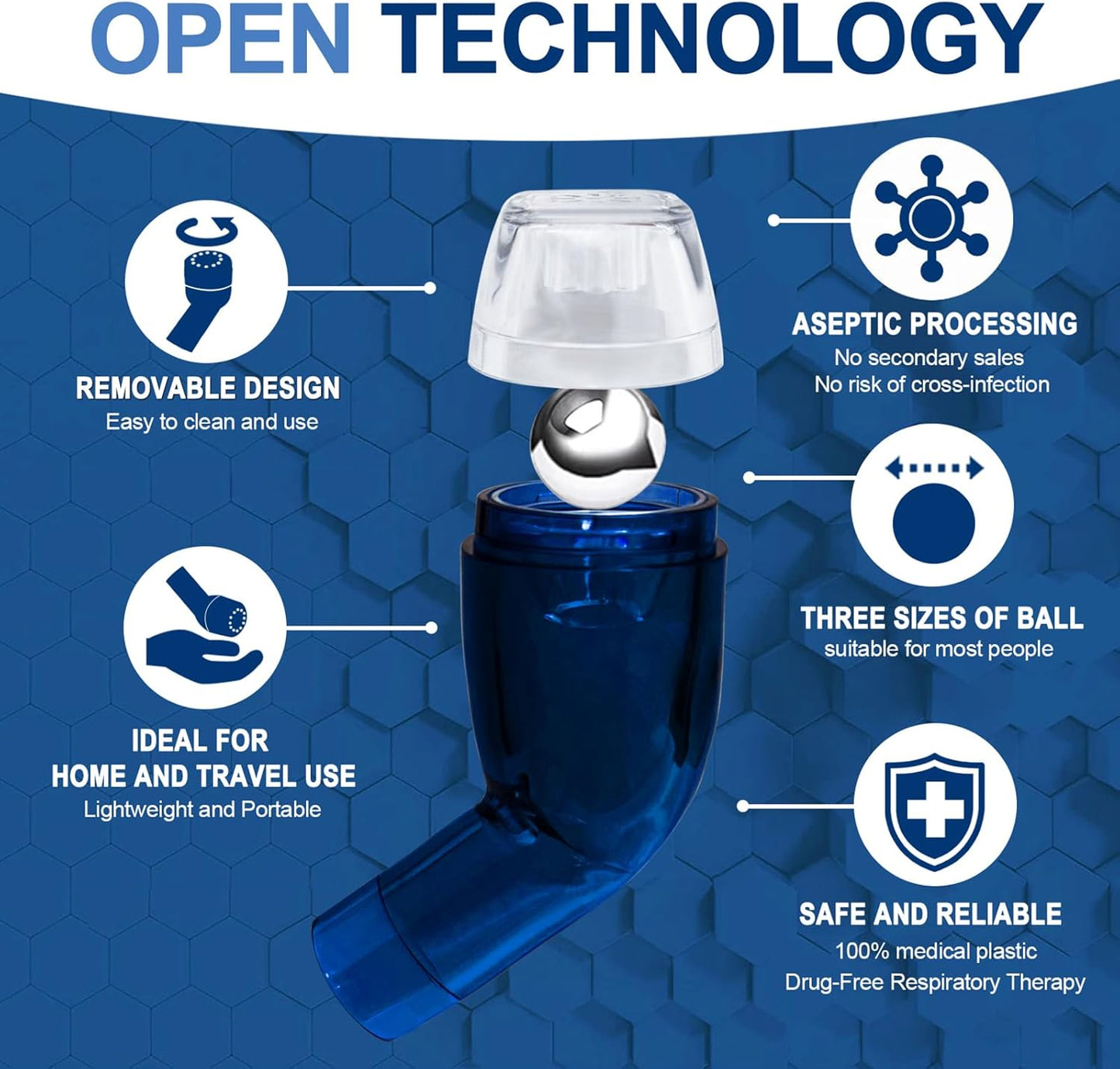 Flutter Valve, Breathing Exercise Device for Lungs, Adjustable Resistance Natural Mucus Clearance, Portable Lung Exerciser Device | Breathing Trainer