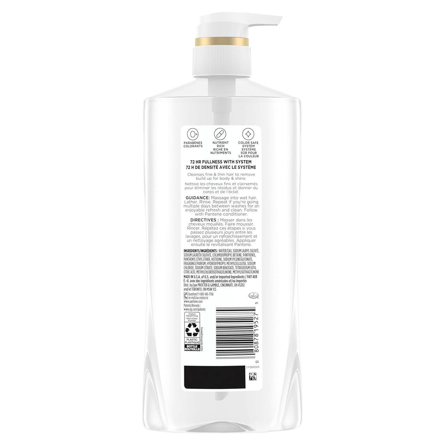 Pantene Shampoo, Sheer Volume - Lightweight Nourishment for Fine, Color-Treated Hair, 72-Hour Fullness and Body, 27.7 Oz Each, 2-Pack + Miracle Rescue Shot (0.5 Oz)