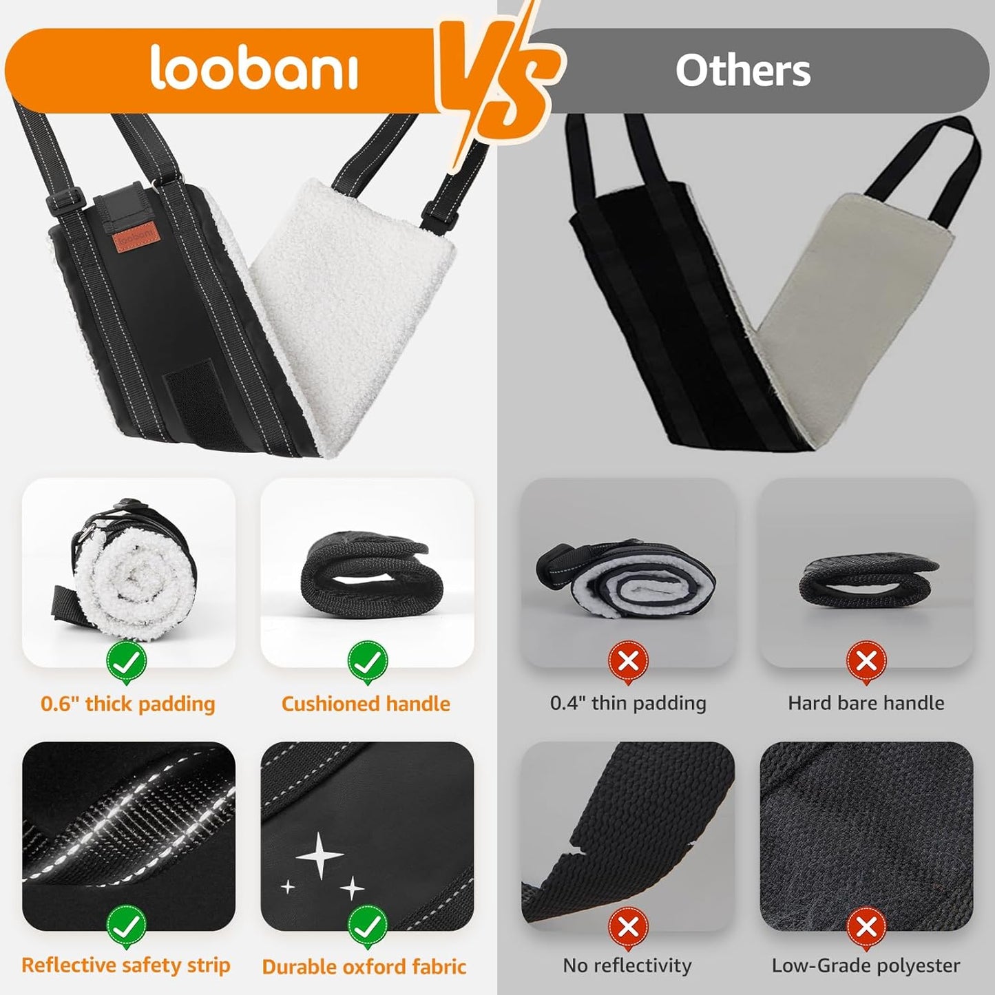 LOOBANI Dog Lift Harness for Back Legs, Portable Dog Sling for Large Dogs Hind Leg Support, Comfortable Leg Support Assistance for Elderly Dogs with Hip, ACL Brace, Senior, Injured