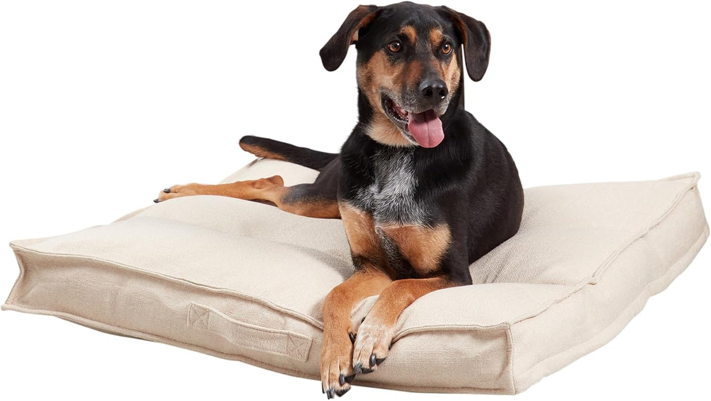 Happy Hounds Milo Square Tufted Pillow Dog Bed, Cream, Medium (32" x 32")