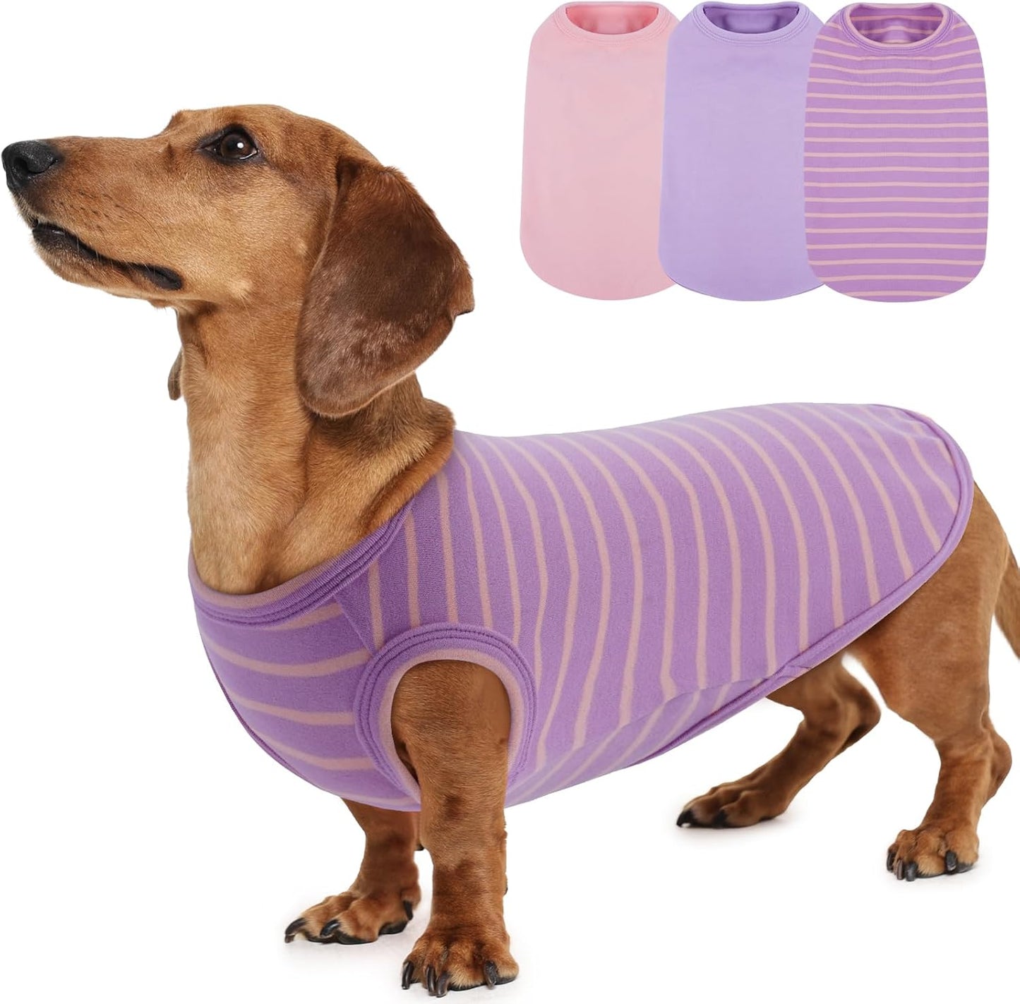 3 Pack Dog Fleece Vest -Pink-M,Classic Striped Solid Pullover| Soft Sweat Shirts for Small Dogs Male,Stretchy Lightweight Pullover for Outdoor Chill Protection