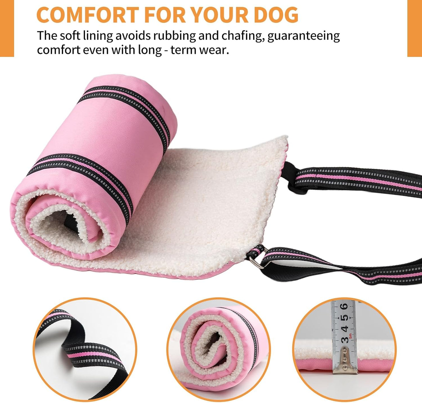 Dog Lift Harness for Large Dogs, Adjustable Comfortable Dog Sling with Handle, Knee & Rear Leg Support for Torn ACL Rehabilitation, Weak Rear Legs, Helps Senior, Disabled Canines(Pink,XL)
