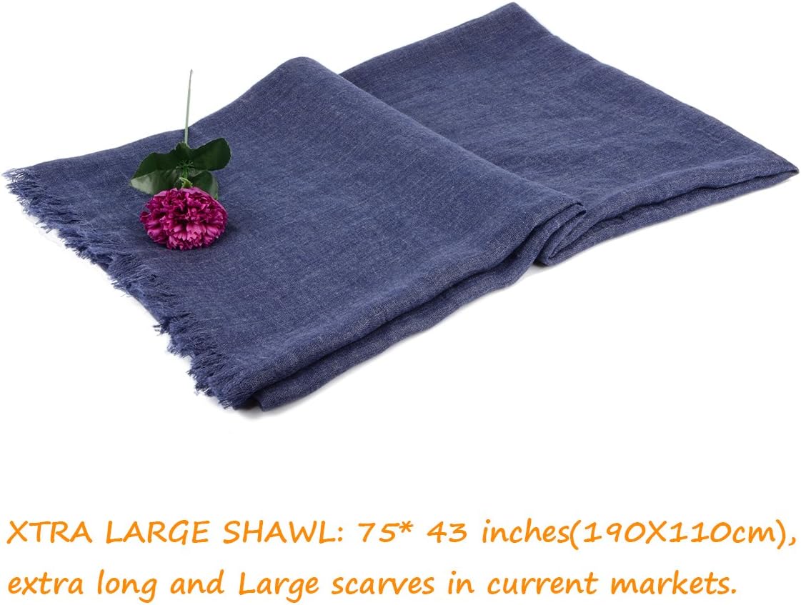Women Summer Scarfs Large Long Lightweight Linen Beach Gauze Shawl Wrap 75”×43”