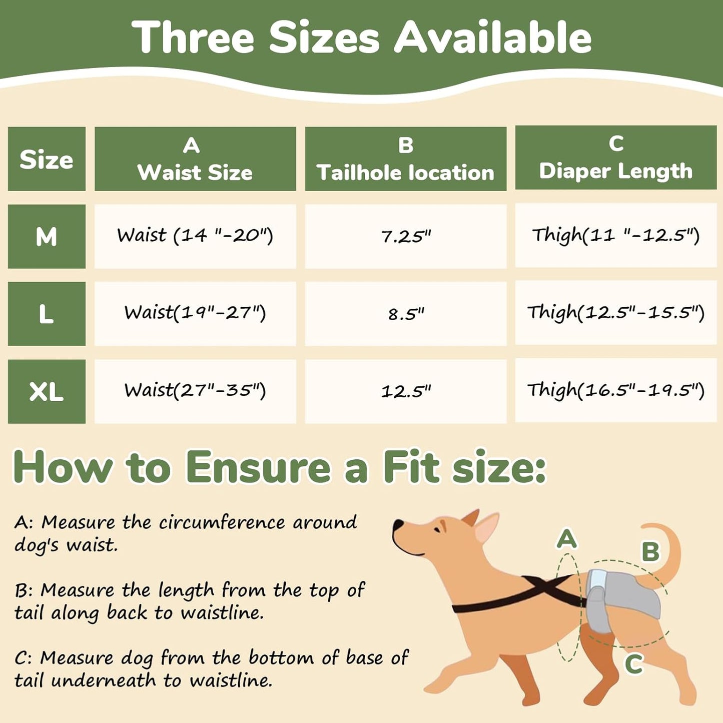 Female Dog Diaper with Suspender for Large Dogs,3 PCS Adjustable Suspender Dog Sanitary Panties, Highly Absorbent Reusable Washable for Small Medium Girl Dogs in Heat (XL)