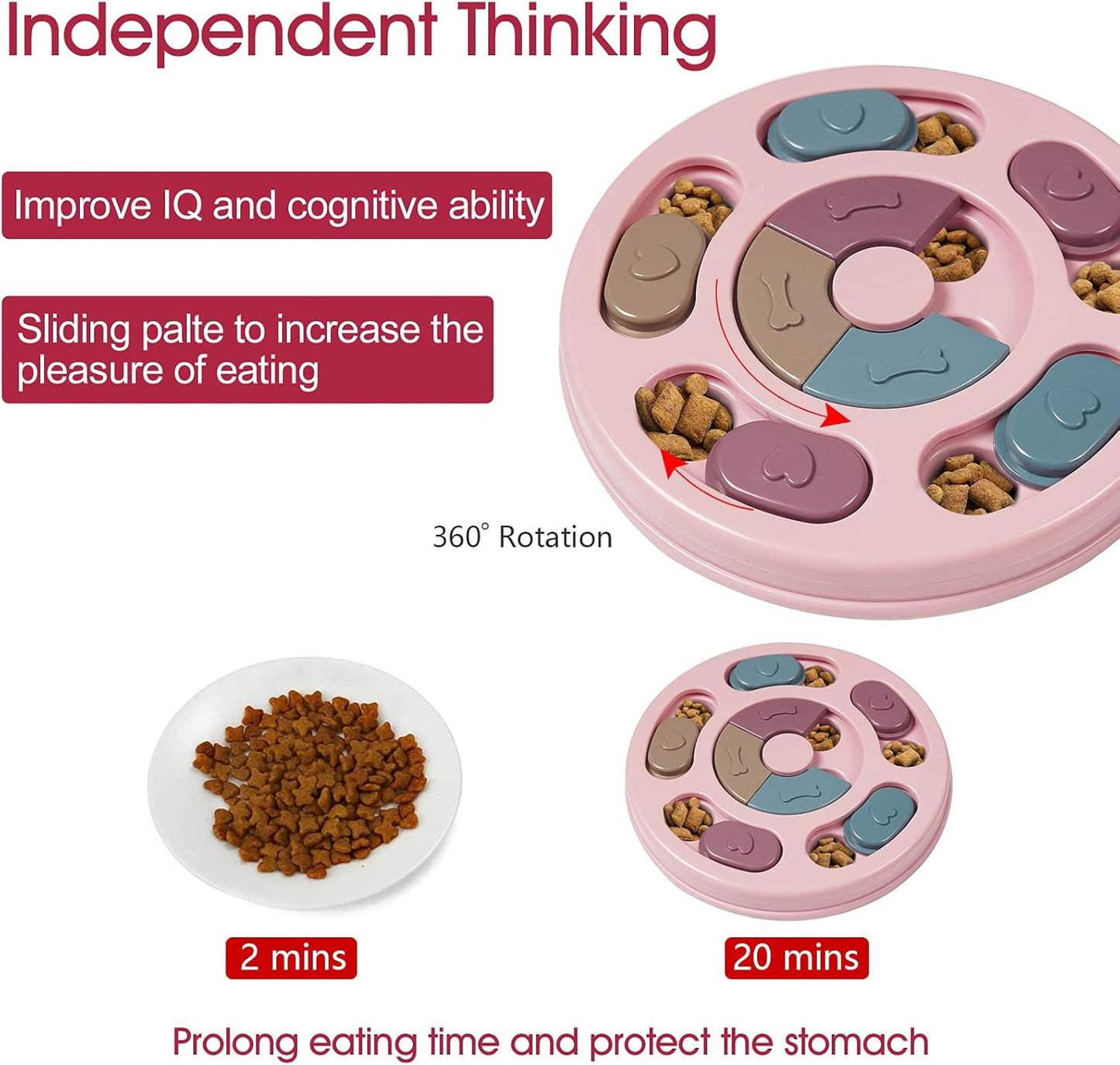 DR CATCH Dog Puzzles,Dogs Food Puzzle Feeder Toys for IQ Training & Mental Enrichment,Dog Treat Puzzle(Pink)