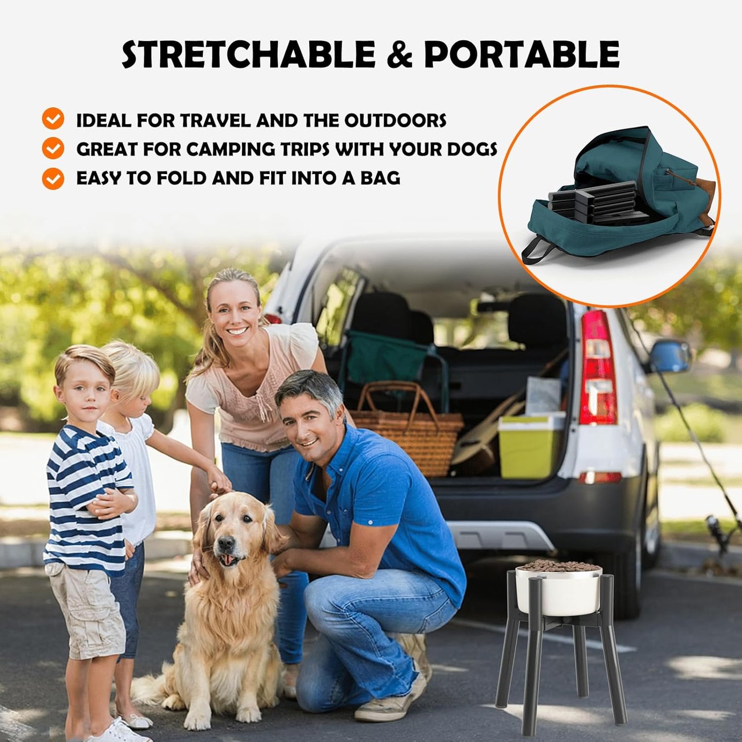 Adjustable Raised Dog Bowl Stand for 7-10.6" Diameter Food & Water Bowls - 11" Tall Elevated Feeder for Improved Comfort & Posture (Bowl Not Included)