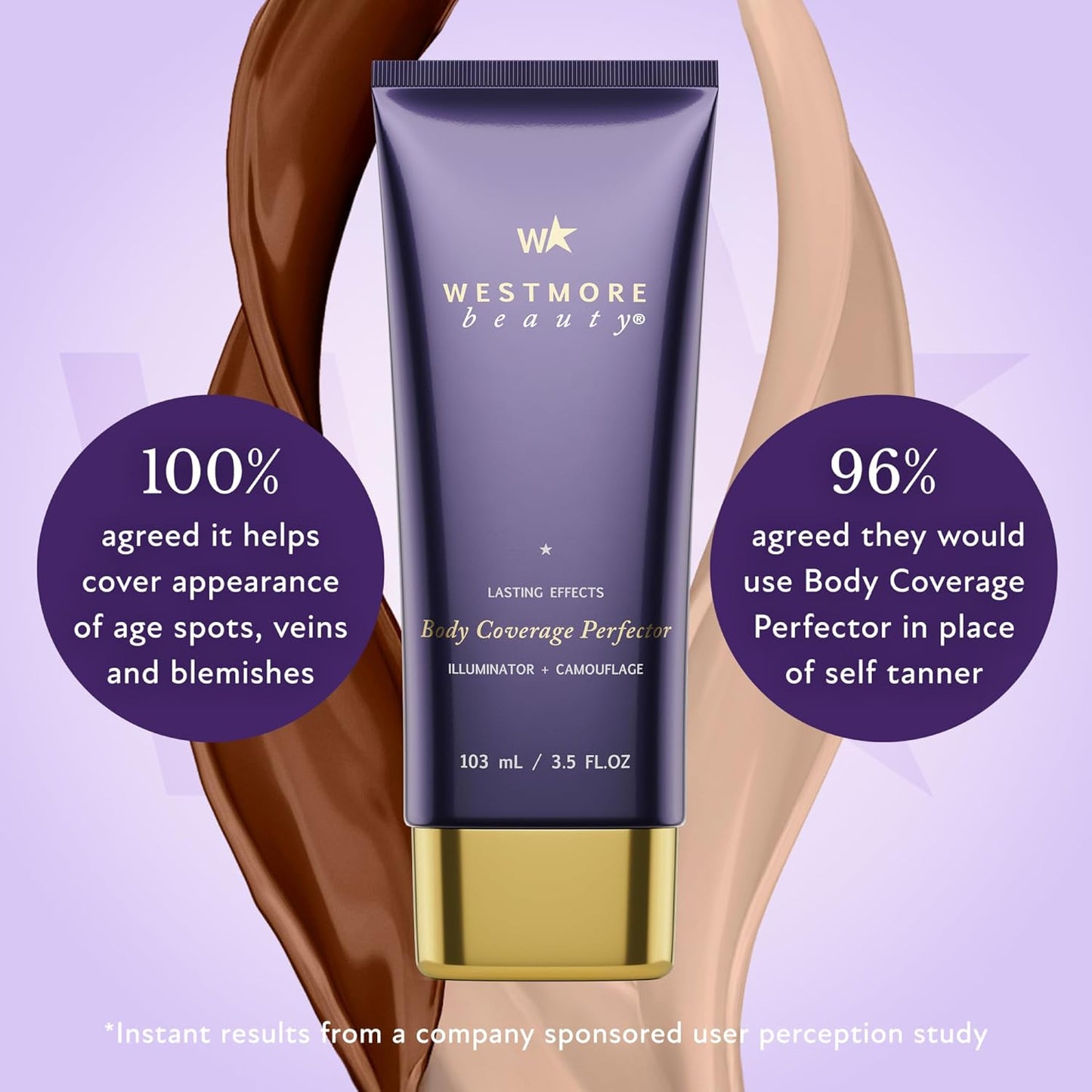 Westmore Beauty Body Coverage Perfector – Waterproof Leg & Body Makeup/Bronzer For Women - Best Tattoo Cover Up Makeup & Tattoo Concealer - 7 Oz Natural Radiance