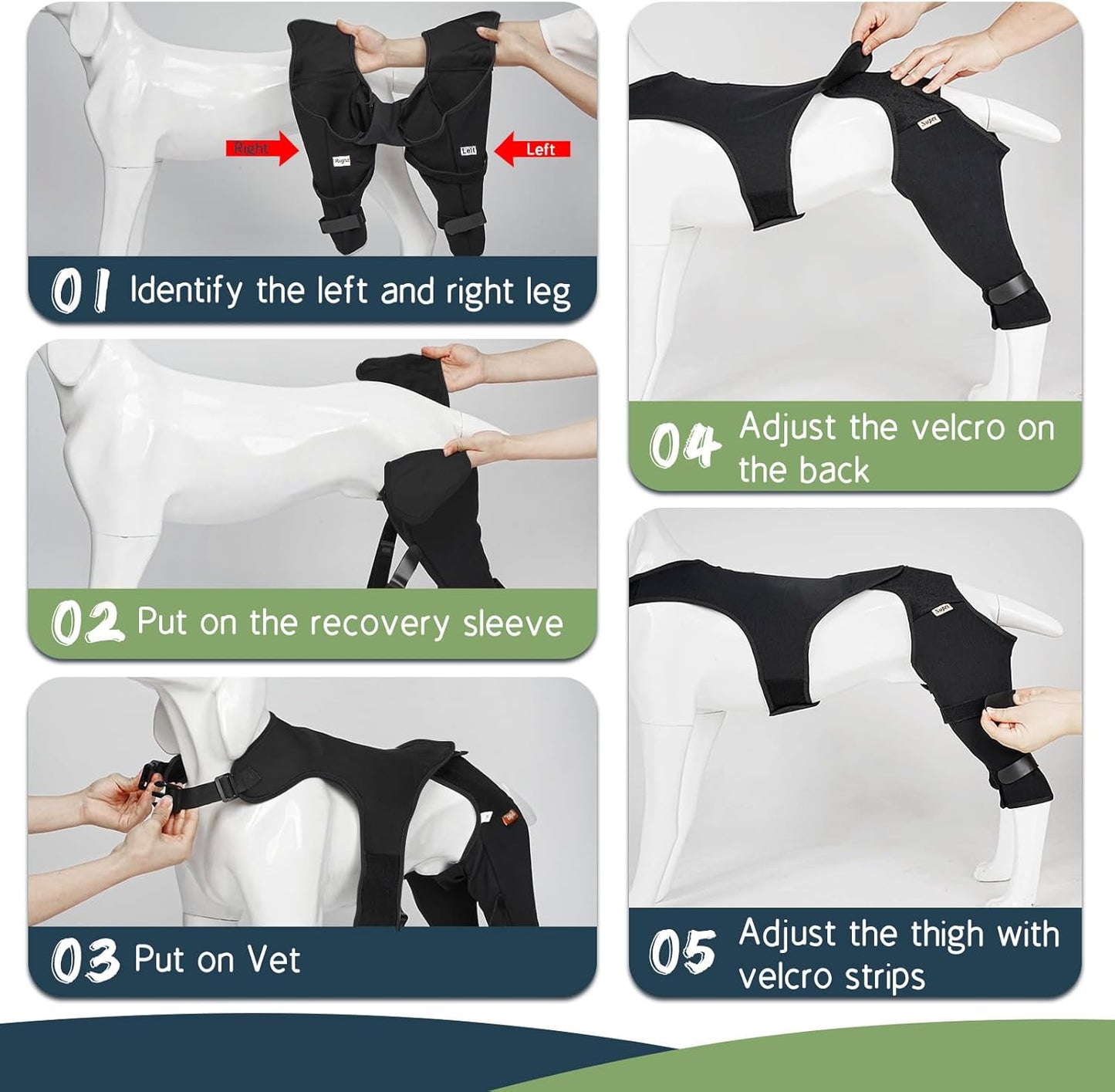 Supet Dog Rear Leg Sleeve to Stop Licking, TPLO Recovery Sleeve After Surgery for Post Surgery, ACL, Leg Wound Protection, with Belly Opening for Male Female Dogs(Black,L)