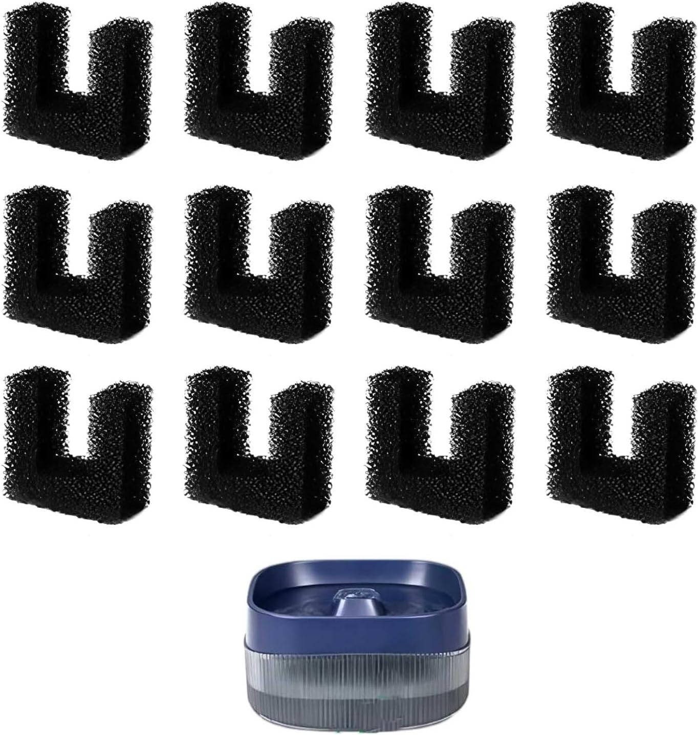12-Pack Pet Fountain Filters Replacement, Pre-Filter Sponges for 135oz/4L and 118oz/3.5L Automatic Dog and Cat Water Fountain