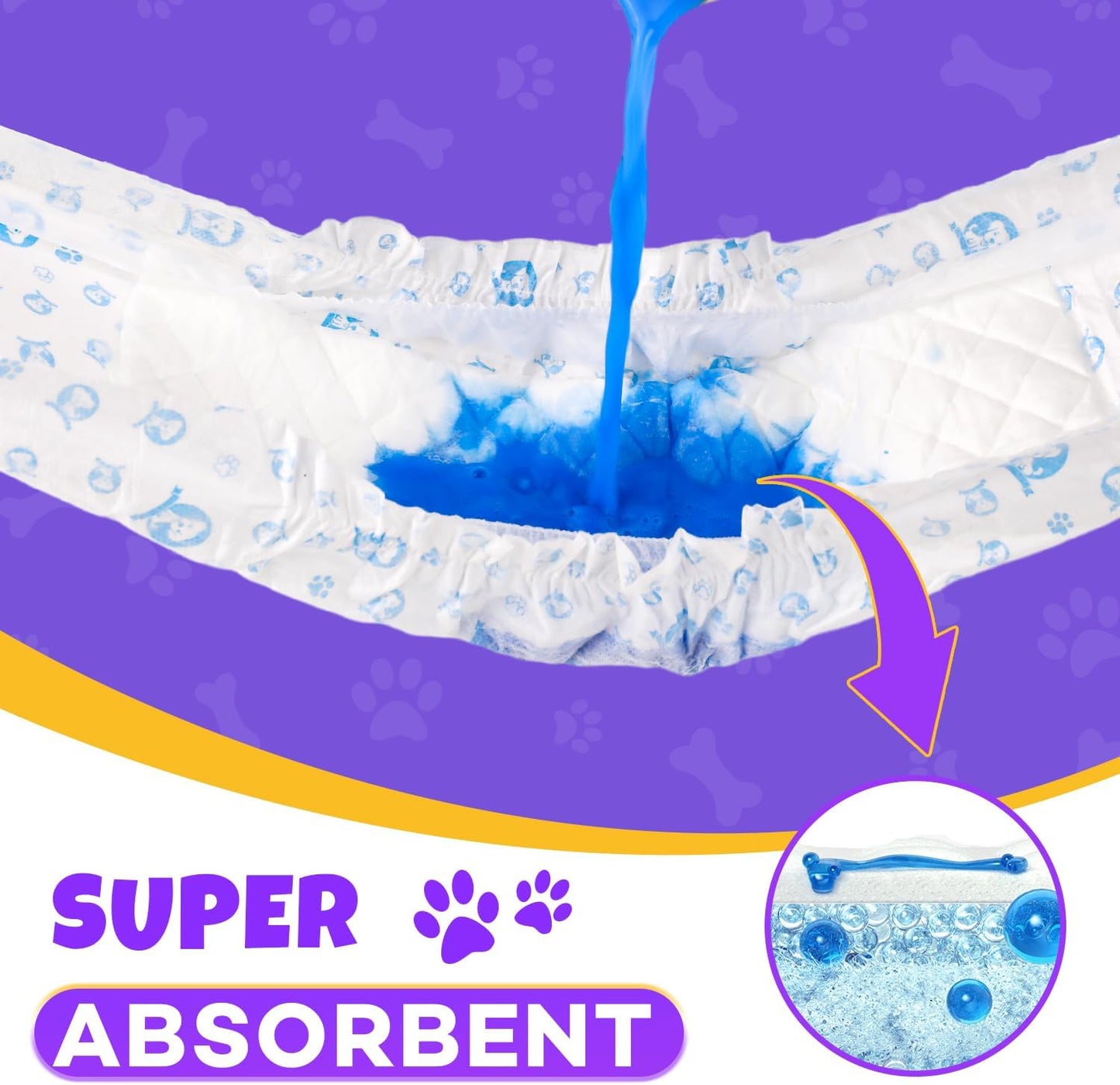 50 Count Disposable Male Dog Wraps, Male Dog Diapers, Super Absorbent Pee Wraps, Belly Bands for Dogs, Leak Proof, Wetness Indicator, Puppy and Doggie Diaper for Peeing, X-Small