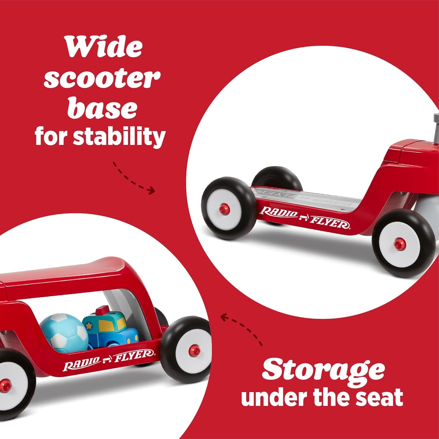 Radio Flyer Scoot 2 Scooter, Blue/Red/Pink, for Kids Ages 1-4, Ride On Toy or 4-Wheel Kids Scooter, Durable Wheels and Frame, Converts Easily with Flip Deck, Toddler Ride On Toys (Amazon Exclusive)