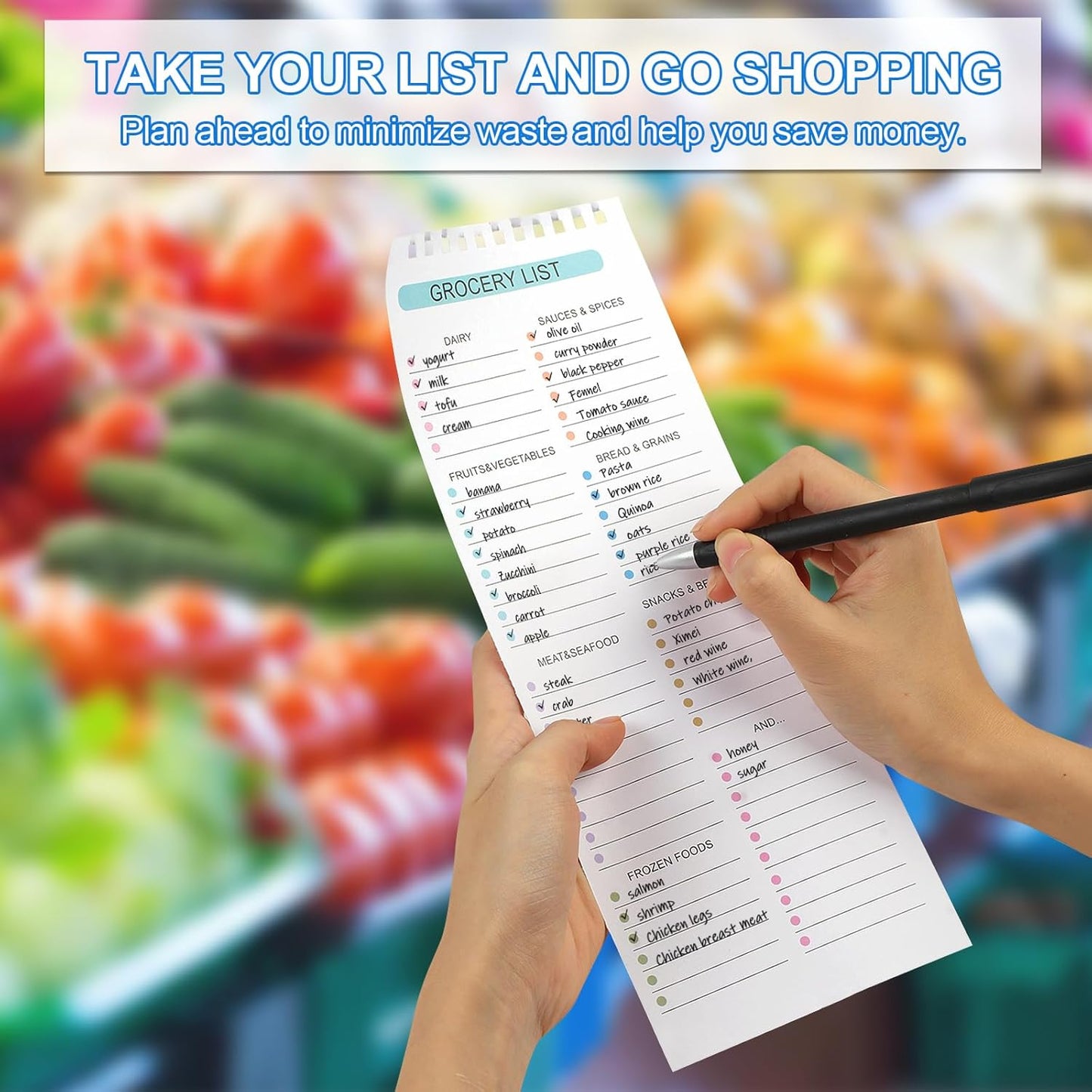 Joyberg Weekly Meal Planner Notebook 8.5x11”, 50 Sheets Weekly Meal Planner Magnetic, Double Helix Meal Planner and Grocery List, Wall-Mountable Menu Planner for Fridge Notepad for Daily & Plan