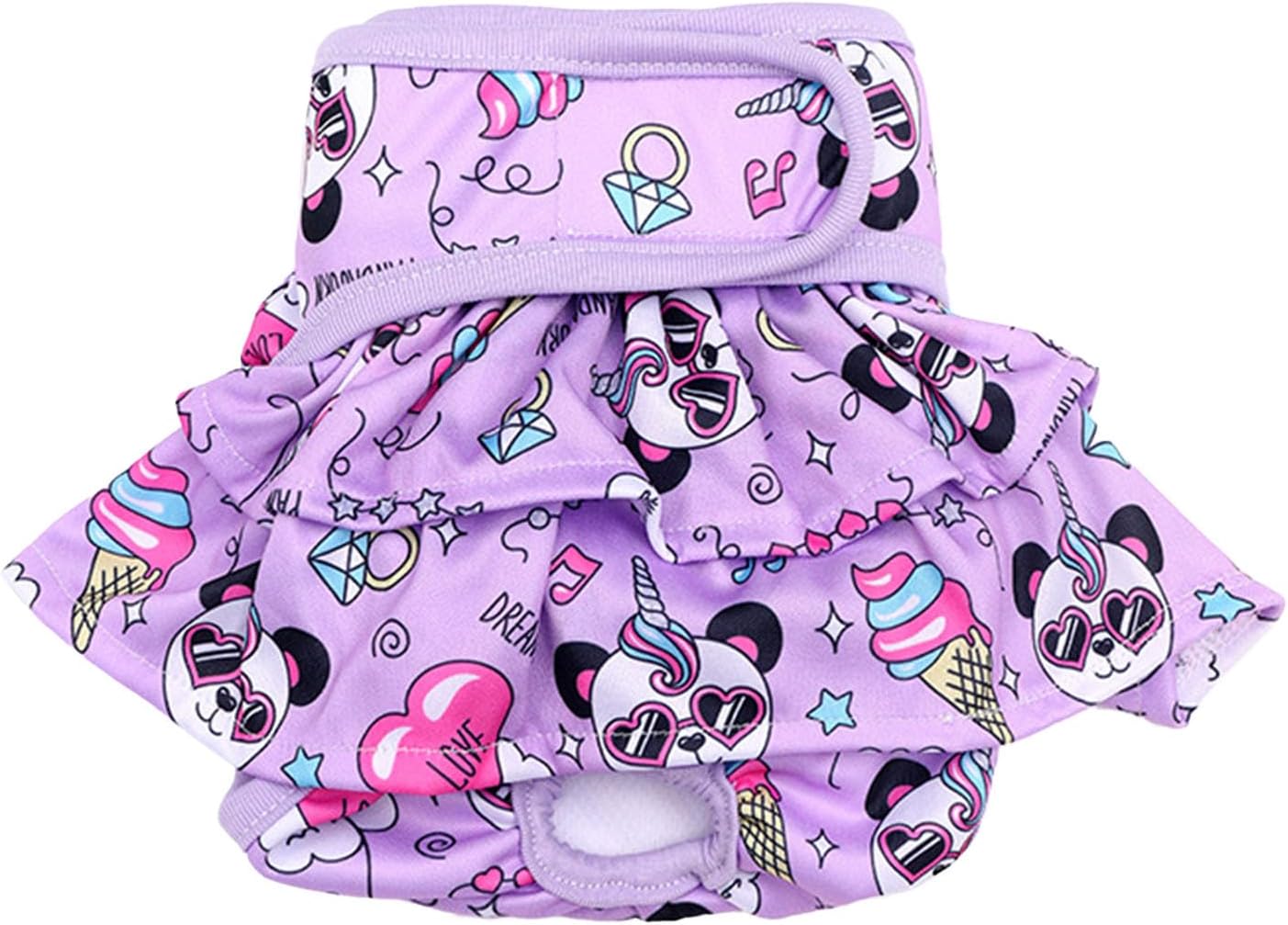ZJchao Female Dog Diapers Panda Pattern Cute Leak Proof Breathable Reusable Washable Dog Panties for Pet Menstrual Cycle Polyester Material (S)