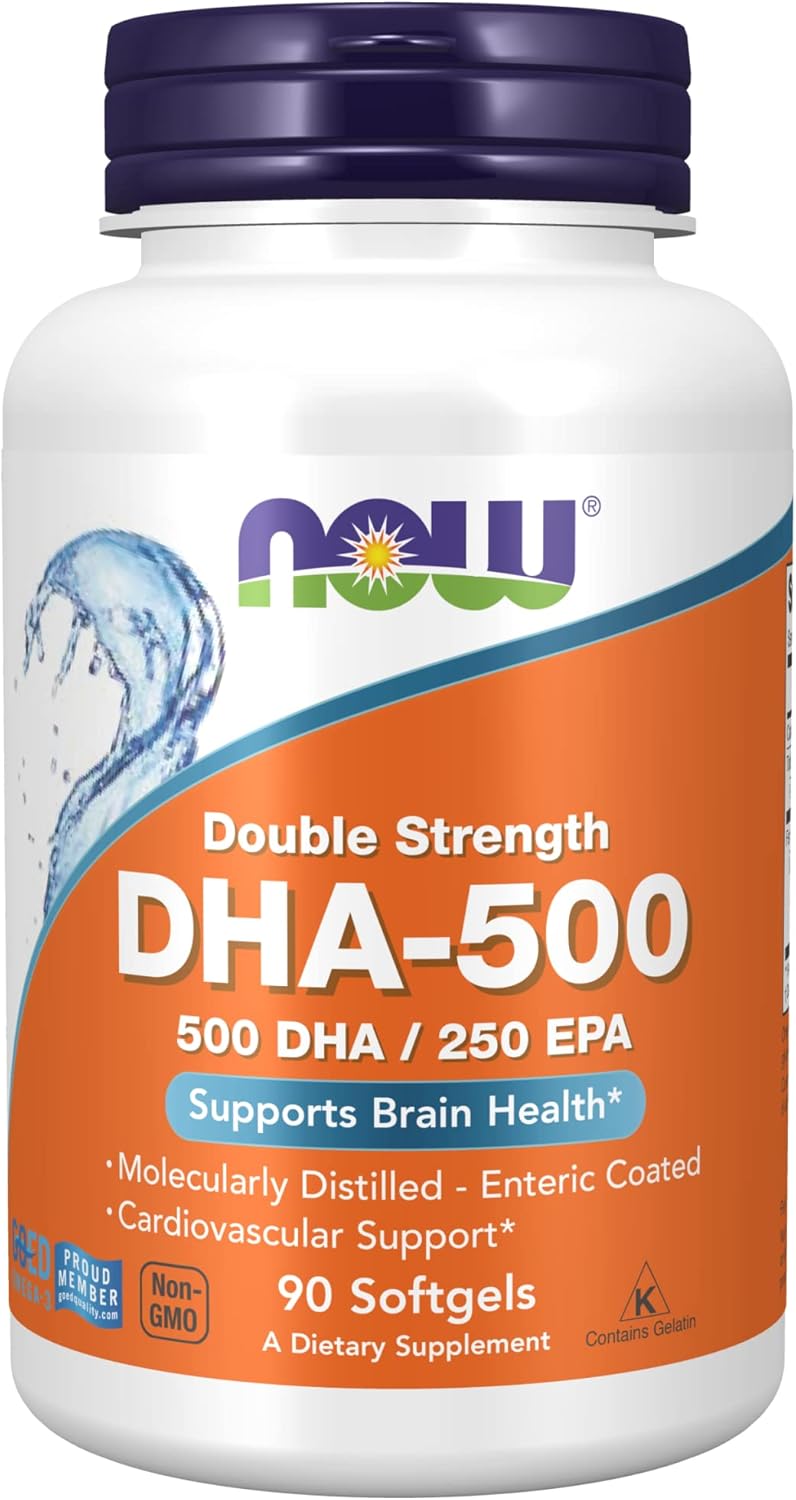 NOW Foods DHA-500, 90 Softgels (Pack of 2)