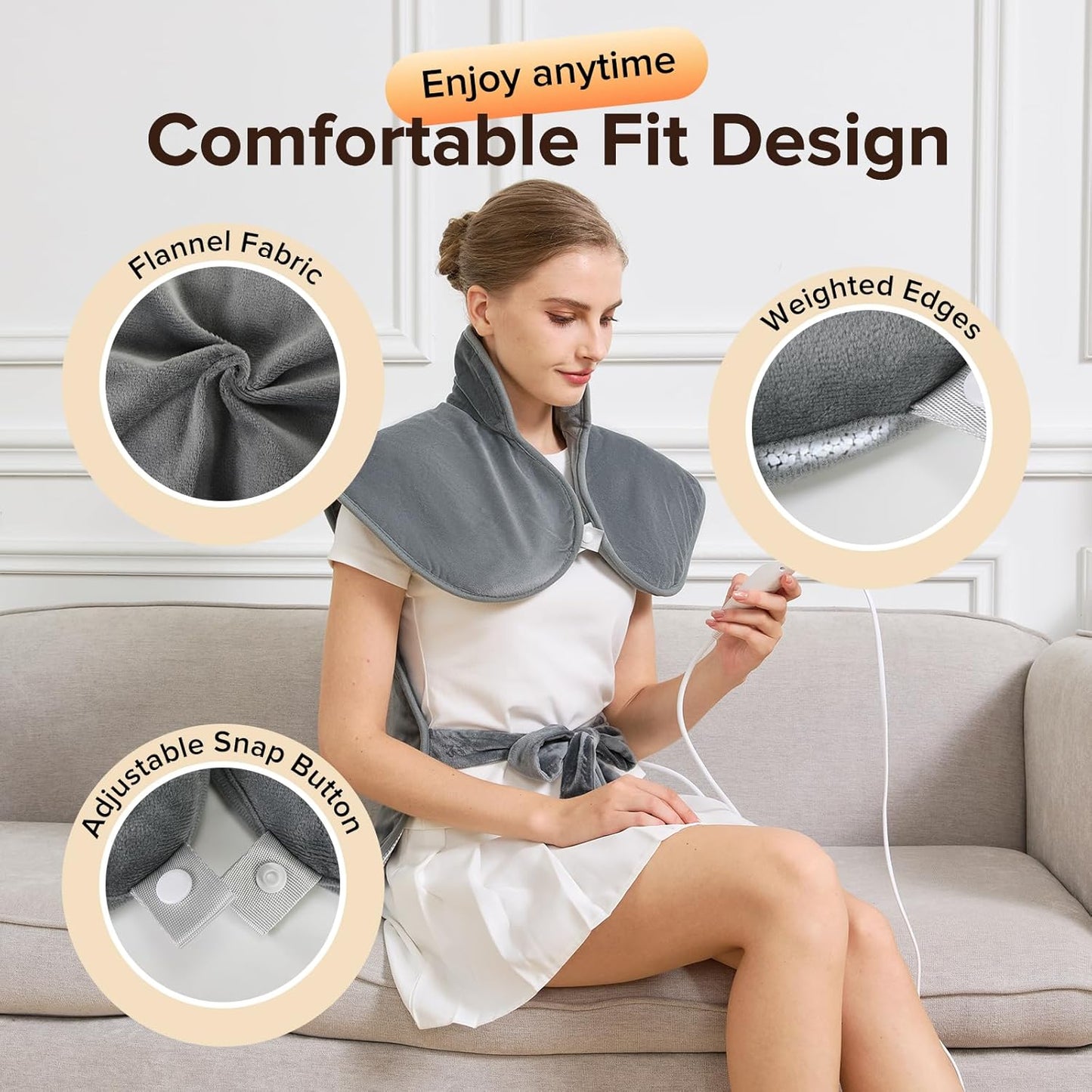 Electric Weighted Heating Pad for Neck Back Shoulder Pain Relief, Birthday Gifts for Women Men Mom Dad Elderly, 25"x37" Large Full Body Heating Pad for Menstrual Cramps - 5 Heat Levels/Auto Shut-Off
