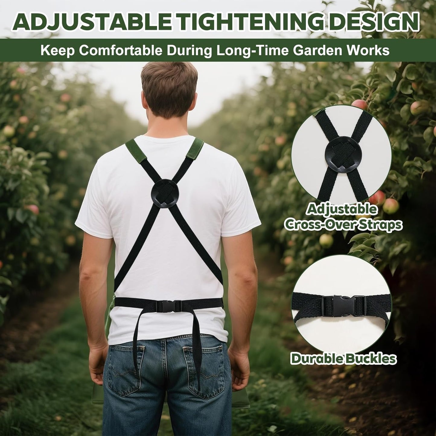 Gardening Apron,Canvas Garden Apron with Pockets for Women and Men,Harvest Apron,Gifts for Gardeners