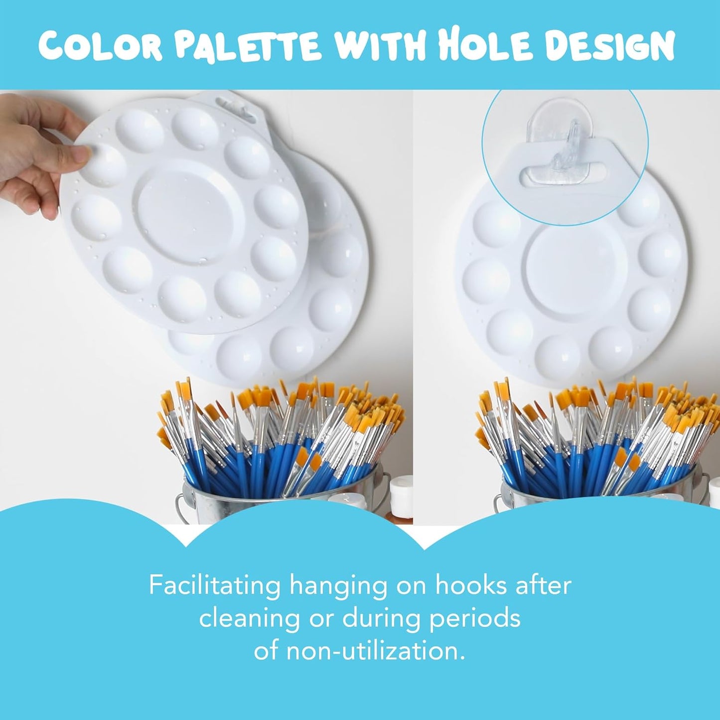 Paint Tray Palettes, Plastic Paint Pallets with Hanging Hole for Children or Students to Paints on School Project, Art Class or Have a Birthday Painting Party -12pcs