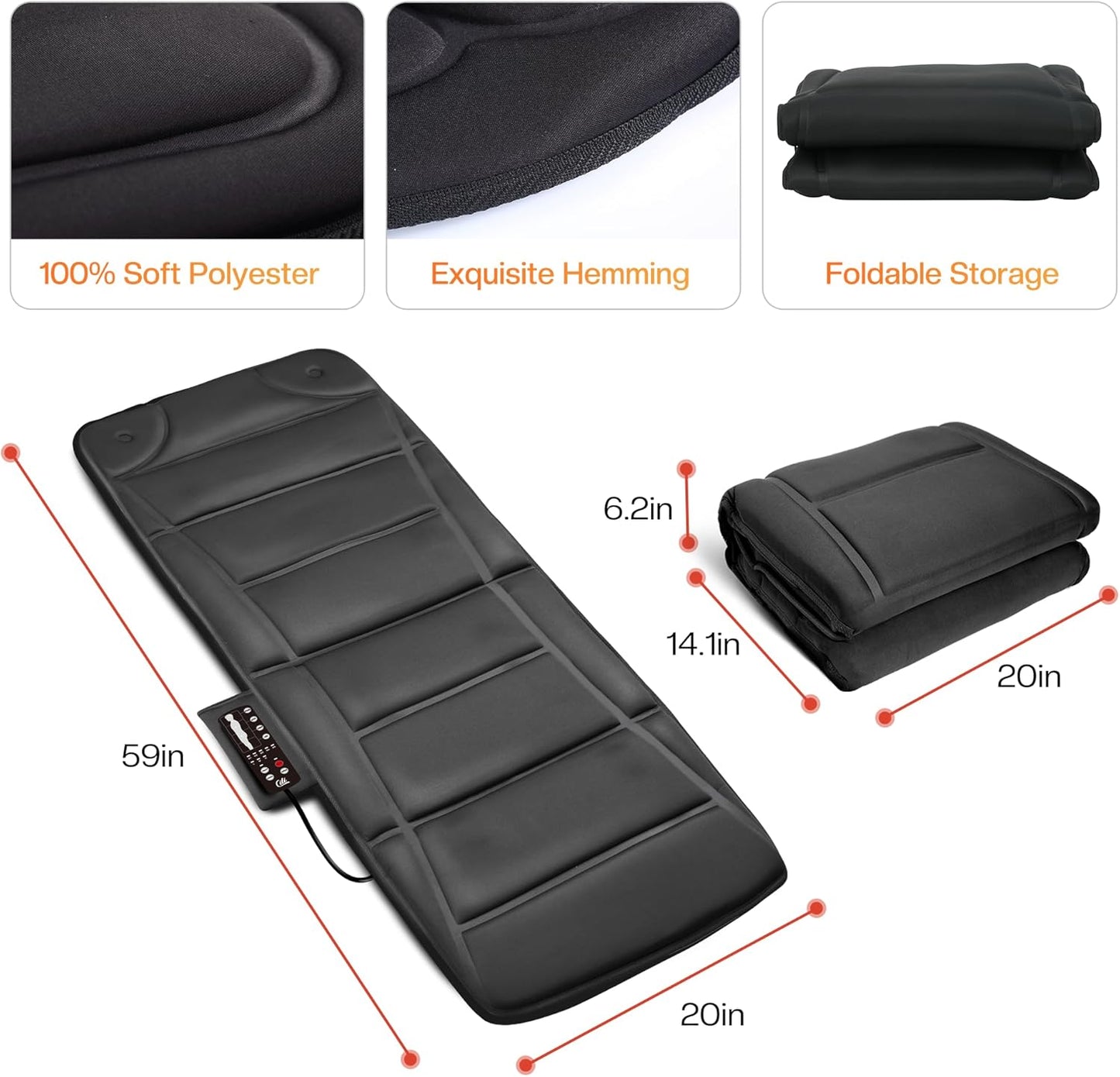 CILI Full Body Massage Mat with Heat, Vibration Back Massage Pad, Full Body Massager for Bed Chair Sofa, Massage Mattress Pad