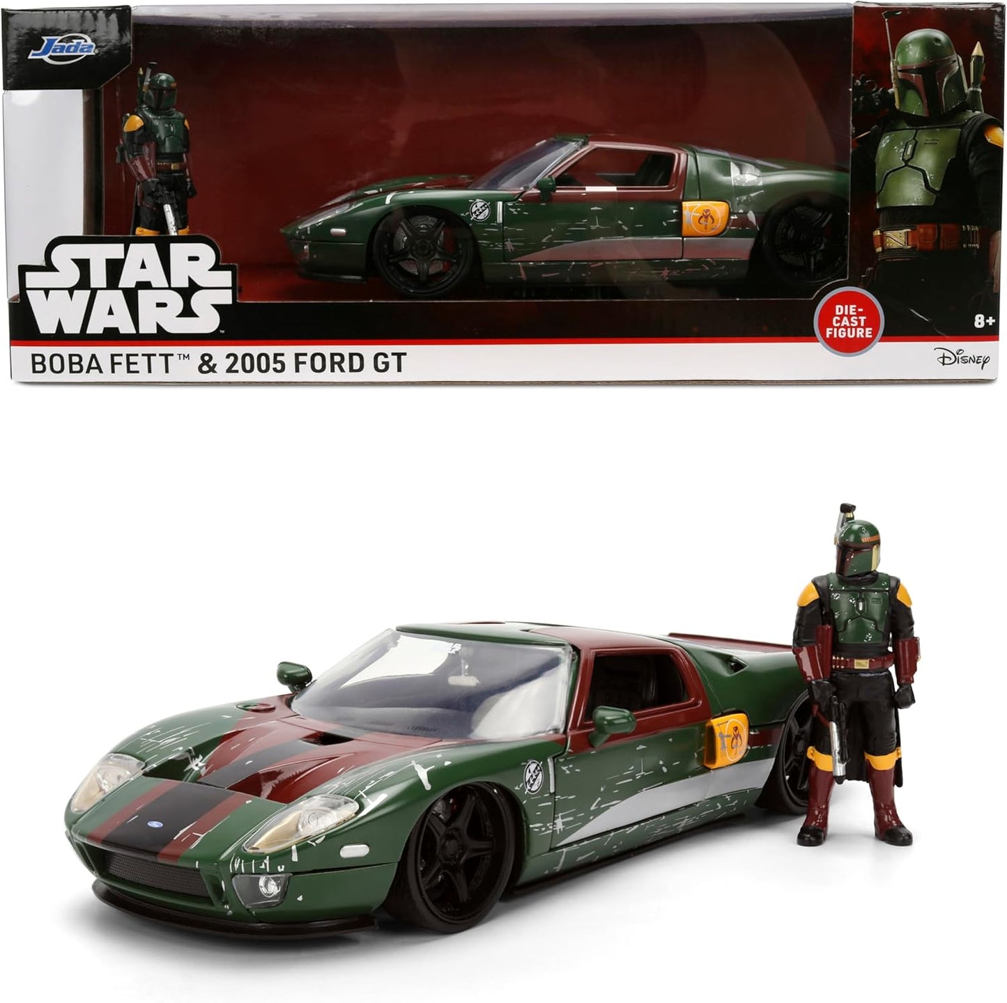 Jada Star Wars Boba Fett with 2005 Ford GT Die-Cast Vehicle and Figure Set 1:24 Scale Toys