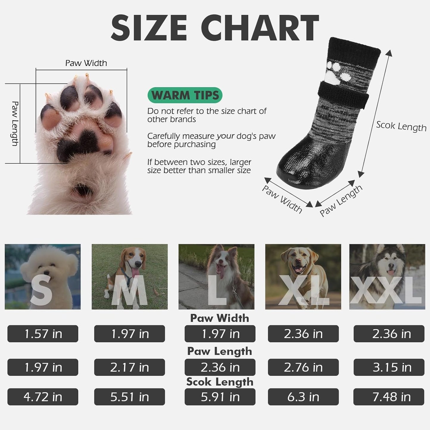 Mihachi Dog Socks Anti Slip with Straps Traction Control Waterproof Paw Protector, Dog Boots for Hardwood Floors Prevent Licking, Black M
