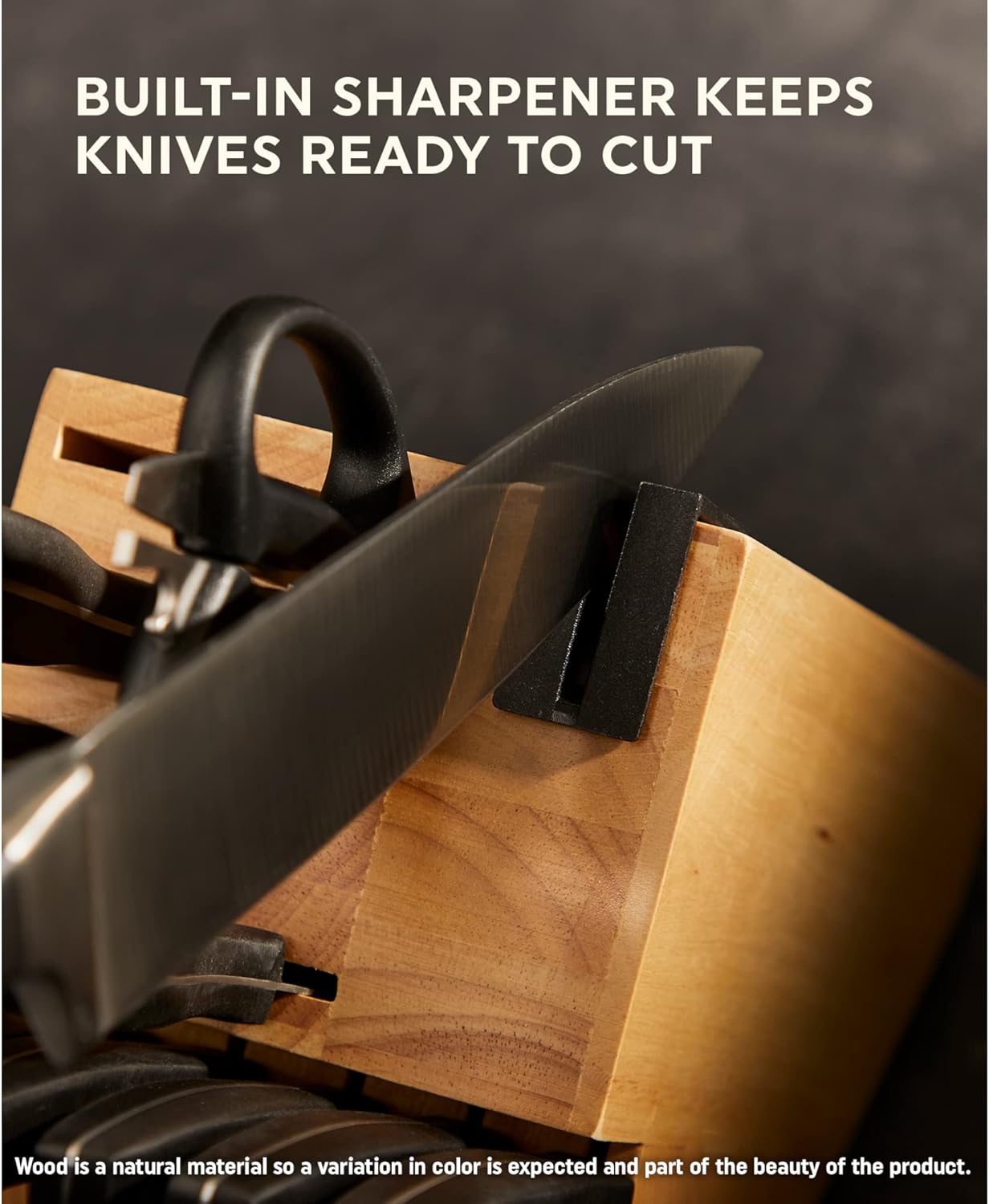 Chicago Cutlery Ellsworth (13-PC) Kitchen Knife Block Set With Wooden Block & Built-In Sharpener, Ergonomic Handles and Stainless Steel Professional Chef Knife Set & Scissors With Bottle Opener