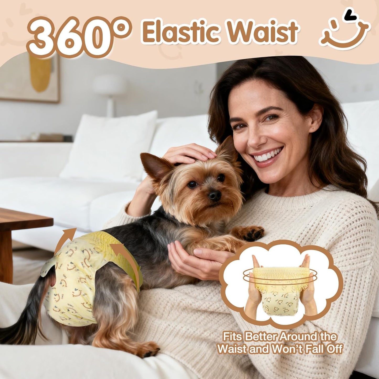 Dog Diapers Female, Pull It Up Disposable Puppy Diapers with 360° Stretchy Waist, Super Absorbent Leak-Proof Doggie Diapers for Playful Dogs, Dog Walking, Gaming(S,30PCS)
