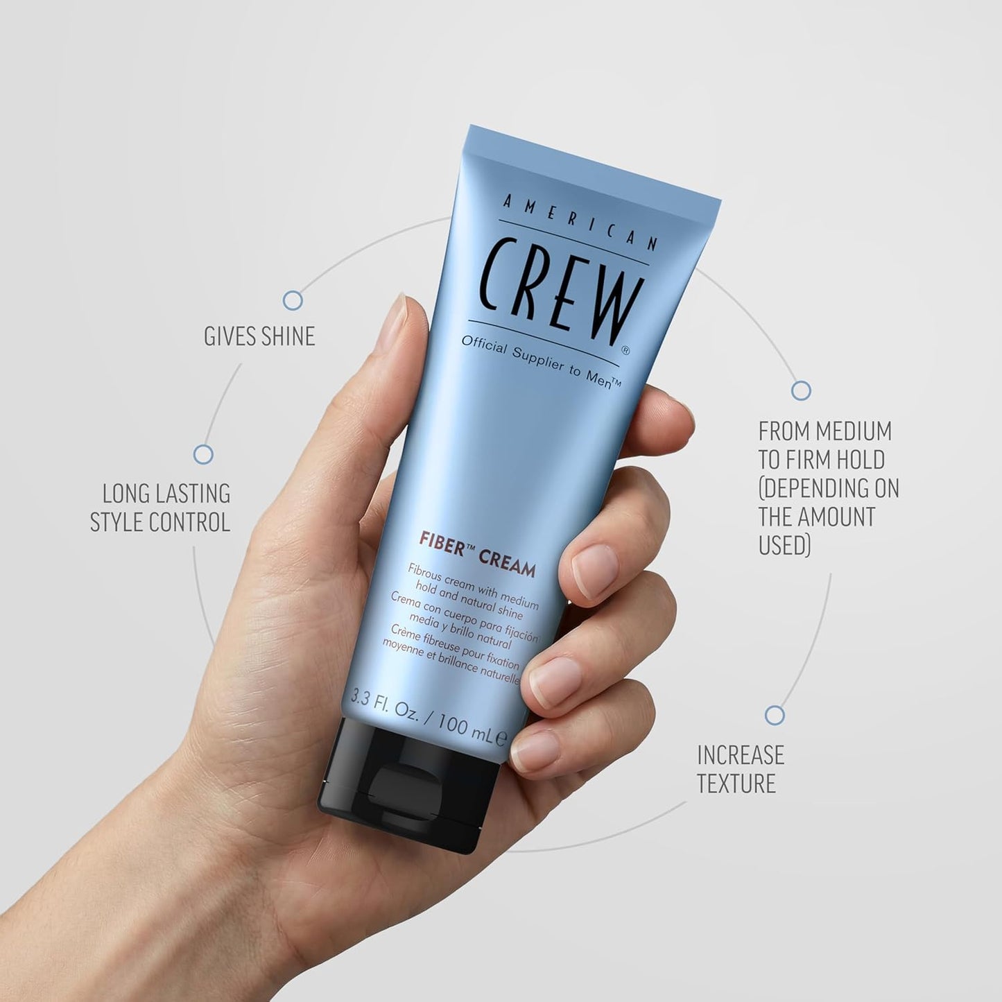 American Crew Men's Fiber Cream, Like Hair Gel with Medium Hold & Natural Shine, 3.3 Fl Oz