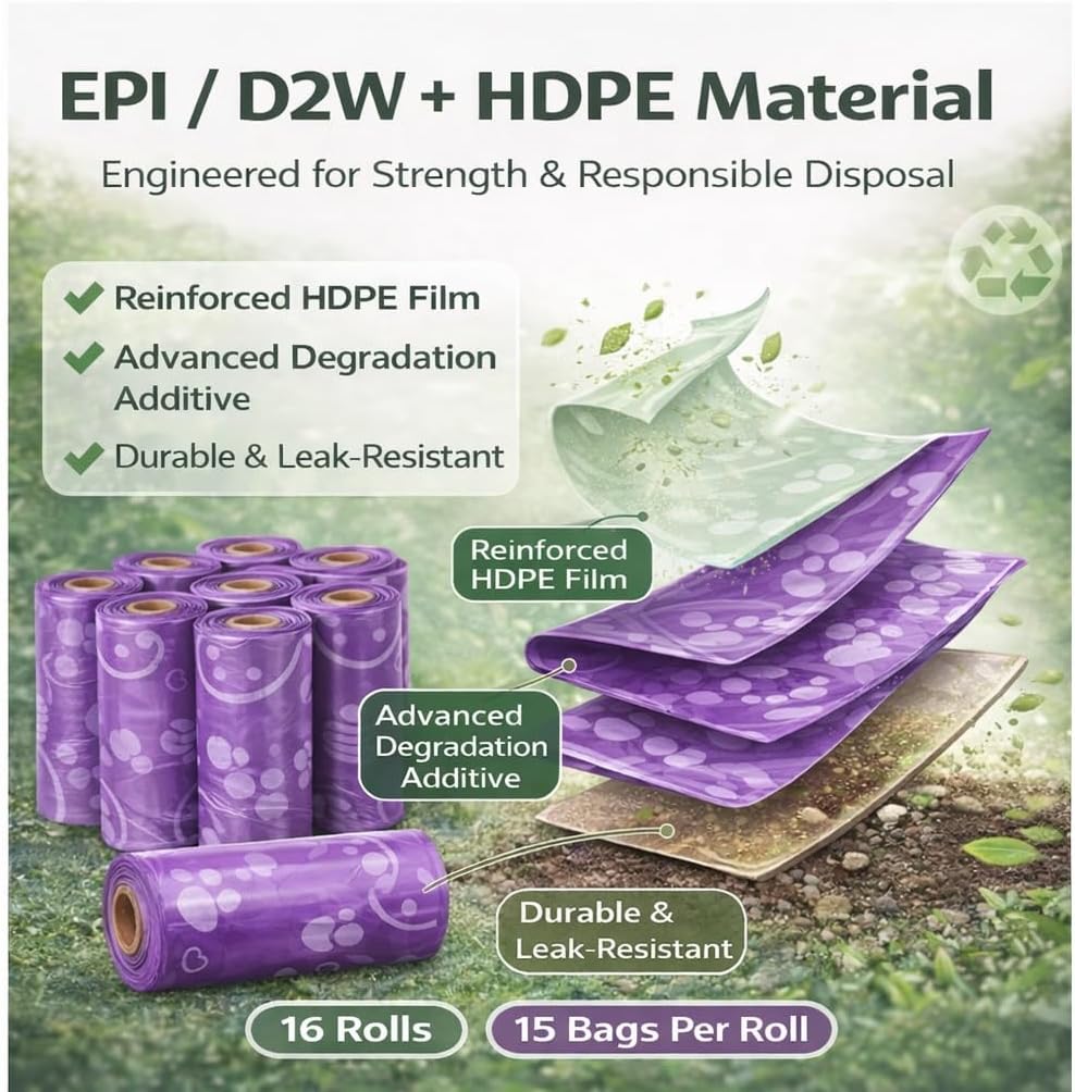BPI Certified Compostable Dog Poop Bags 240 Count, Extra Thick Leak-Proof Pet Waste Bags, ASTM D6400 Biodegradable, 9 x 13 Inches for Small & Large Dogs