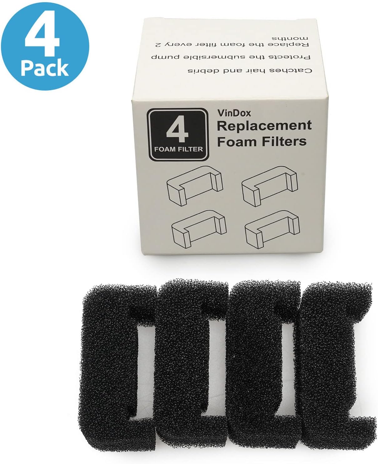 4-Pack Sponge Filters for Cat Fountain Replacement Foam Filter Pre Filter Foams for Pet Dog Drinking Fountains Pre Filter Foam Sponge