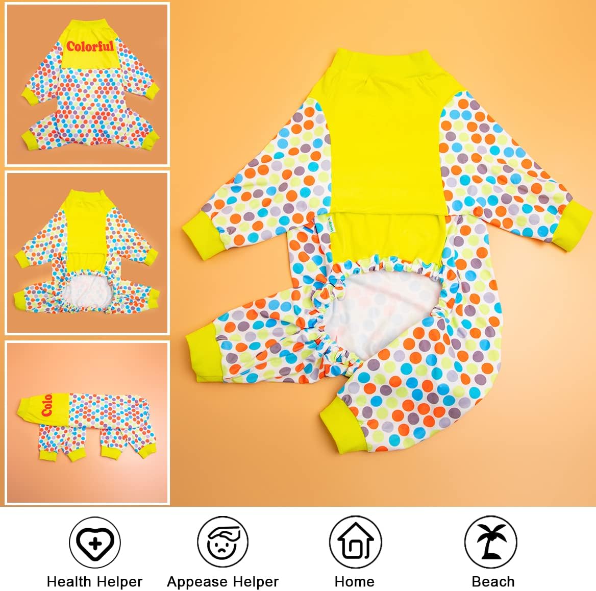 LovinPet Pet Recovery Suit for Dogs, Post Operative Jumpsuit for Dogs Apparel, Dog Onesie as Bottoming Under Dog Coats, Breathable & Elastic Hanging Out Diddly Dot Sky Prints Pajamas for Big Dogs