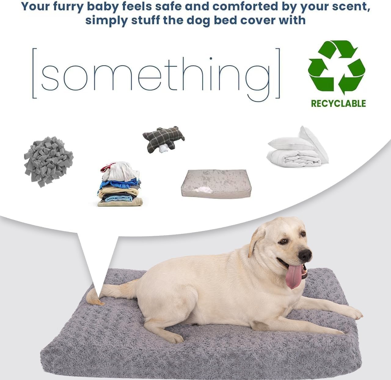 Faux Fur Dog Bed Covers – Ultra Soft Rose Velvet, Removable & Washable, Cozy & Durable,Large Pet Bed Cover Only (No Filling) – Gray, (Rose Velvet Gray, 36" L x 24" W x 4" Th)