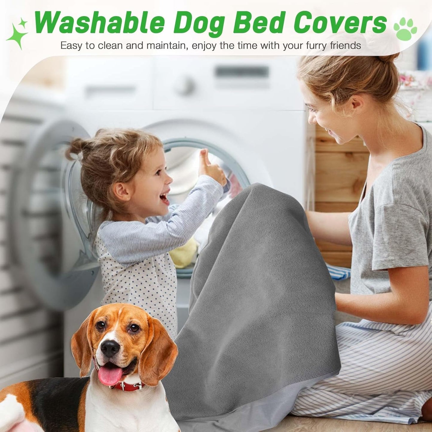 Dog Bed Covers Replacement Washable 100% Waterproof Soft Dog Bed Sheet Grey 2 Pack 42" x 28" L