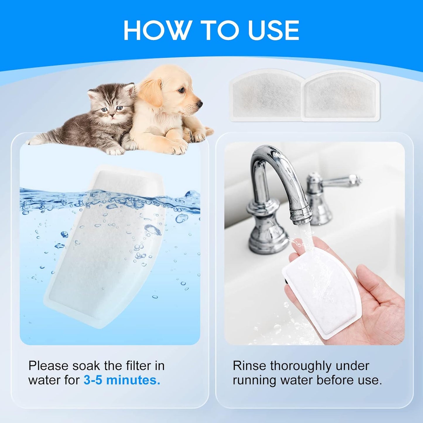 Cat Water Fountain Filter Replacement Compatible with ORSDA D60 100oz/3L, Pet Fountain Filter Replacement for Automatic Pet Dog Water Dispenser 14 Pack