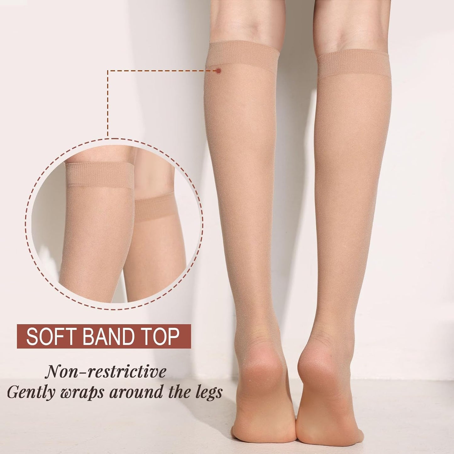 12 Pairs Knee High Stockings for Women, 20 Denier Sheer Nylon Socks for Women